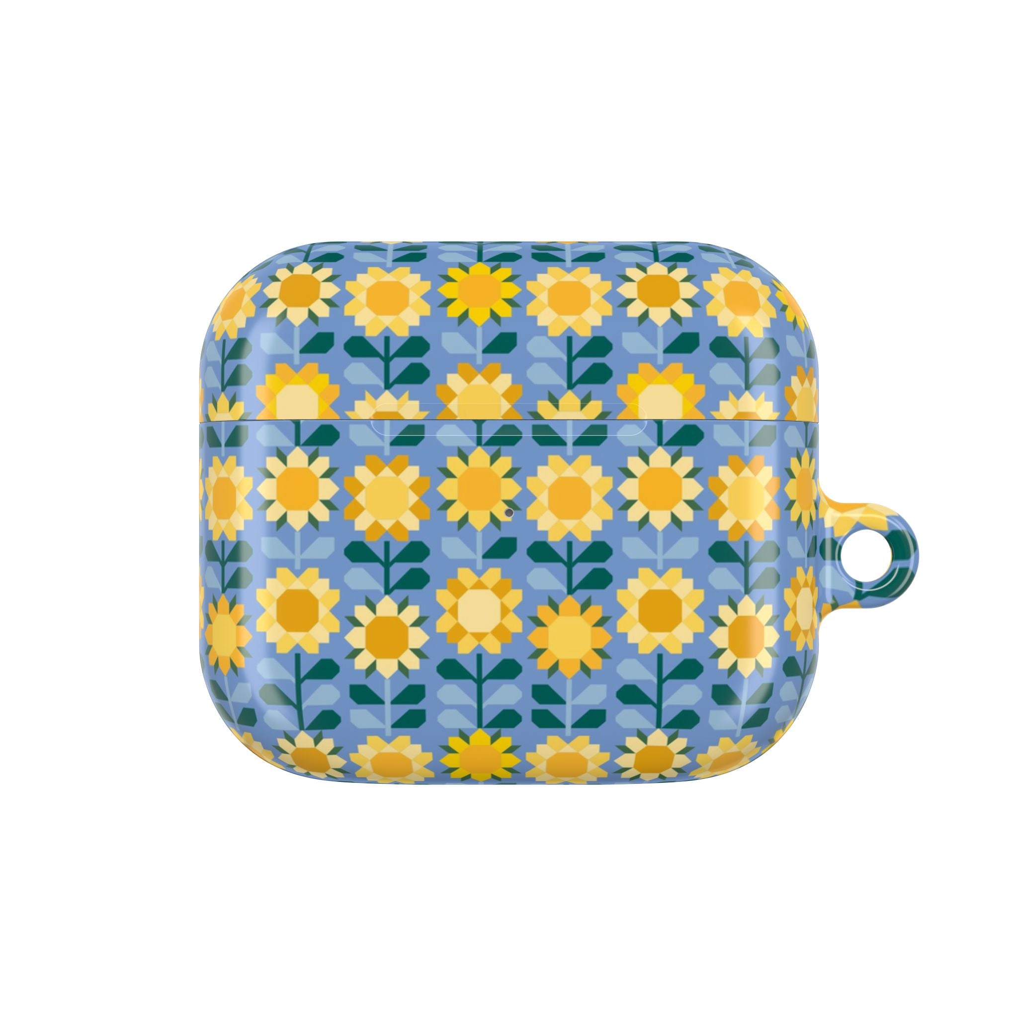 AirPods Gen 3 case – Glossy | golden yellow sunflowers on periwinkle blue ground