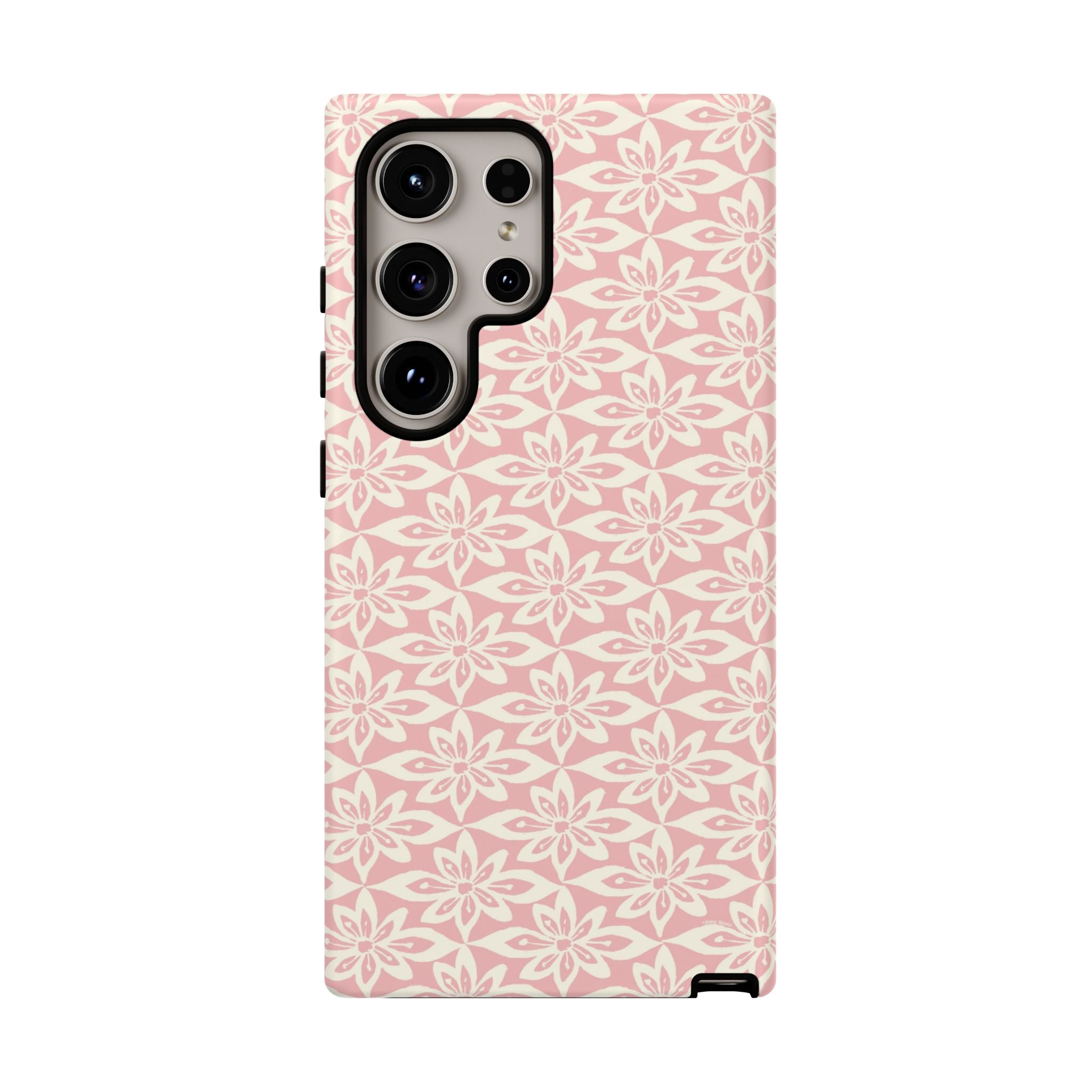 Lily Pastel Pink Samsung Galaxy S24 Ultra Matte case — graphic white lily print on dreamy pastel pink — botanical phone case by Kate Spain