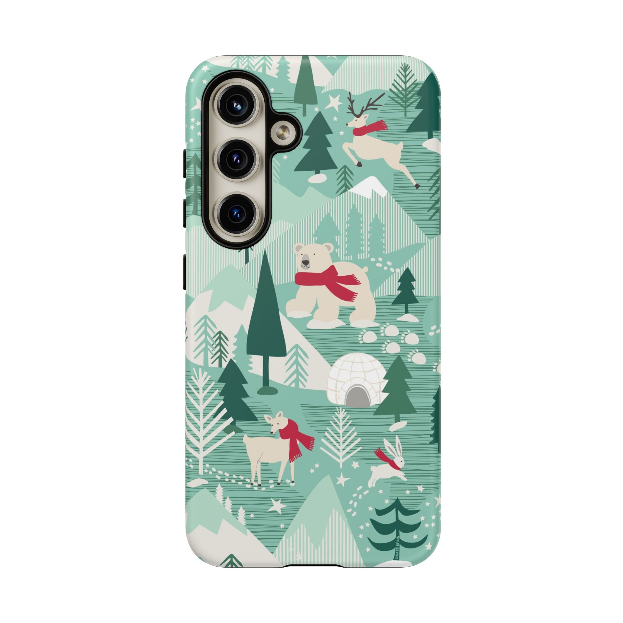 Arctica Winter Samsung Galaxy S24 Case – Matte | aqua, evergreen, white, animal frolic winter wonderland print