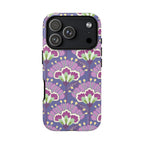 Lantern Flower Tough iPhone 17 Pro Case – Matte | periwinkle, purple, mauve, sage botanical lantern floral print