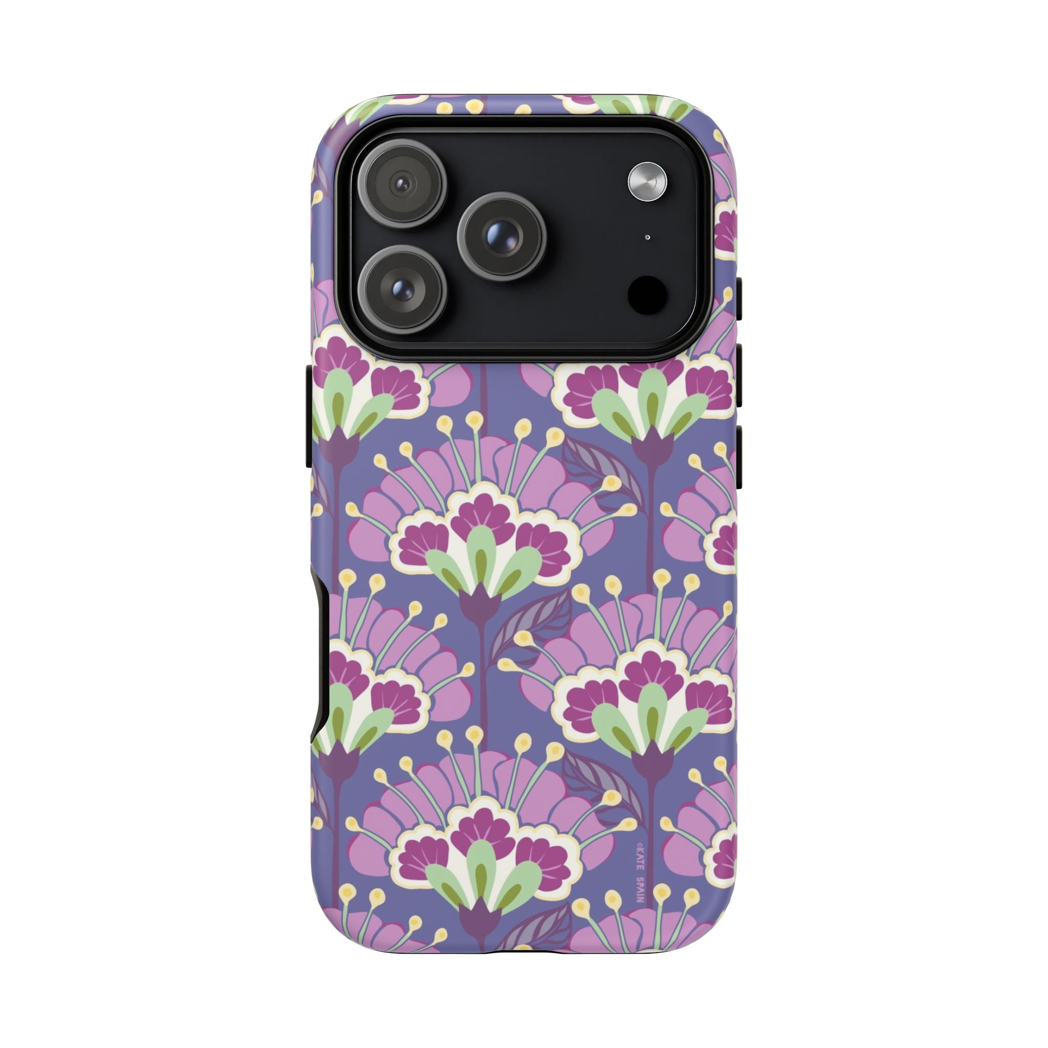 Lantern Flower Tough iPhone 17 Pro Case – Matte | periwinkle, purple, mauve, sage botanical lantern floral print