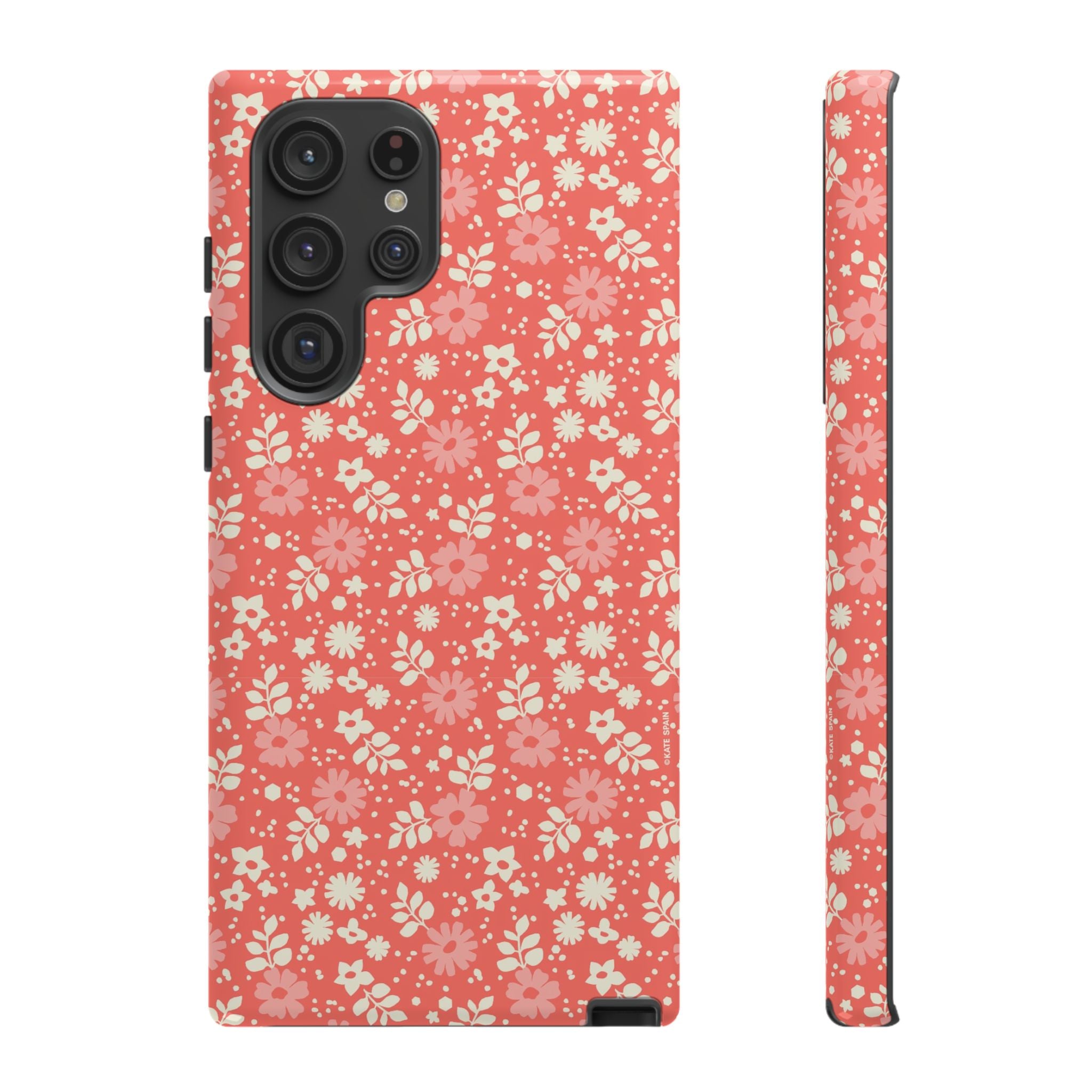 Petaline Samsung Galaxy S22 Ultra Case – Glossy | coral, cream, pink ditsy floral print