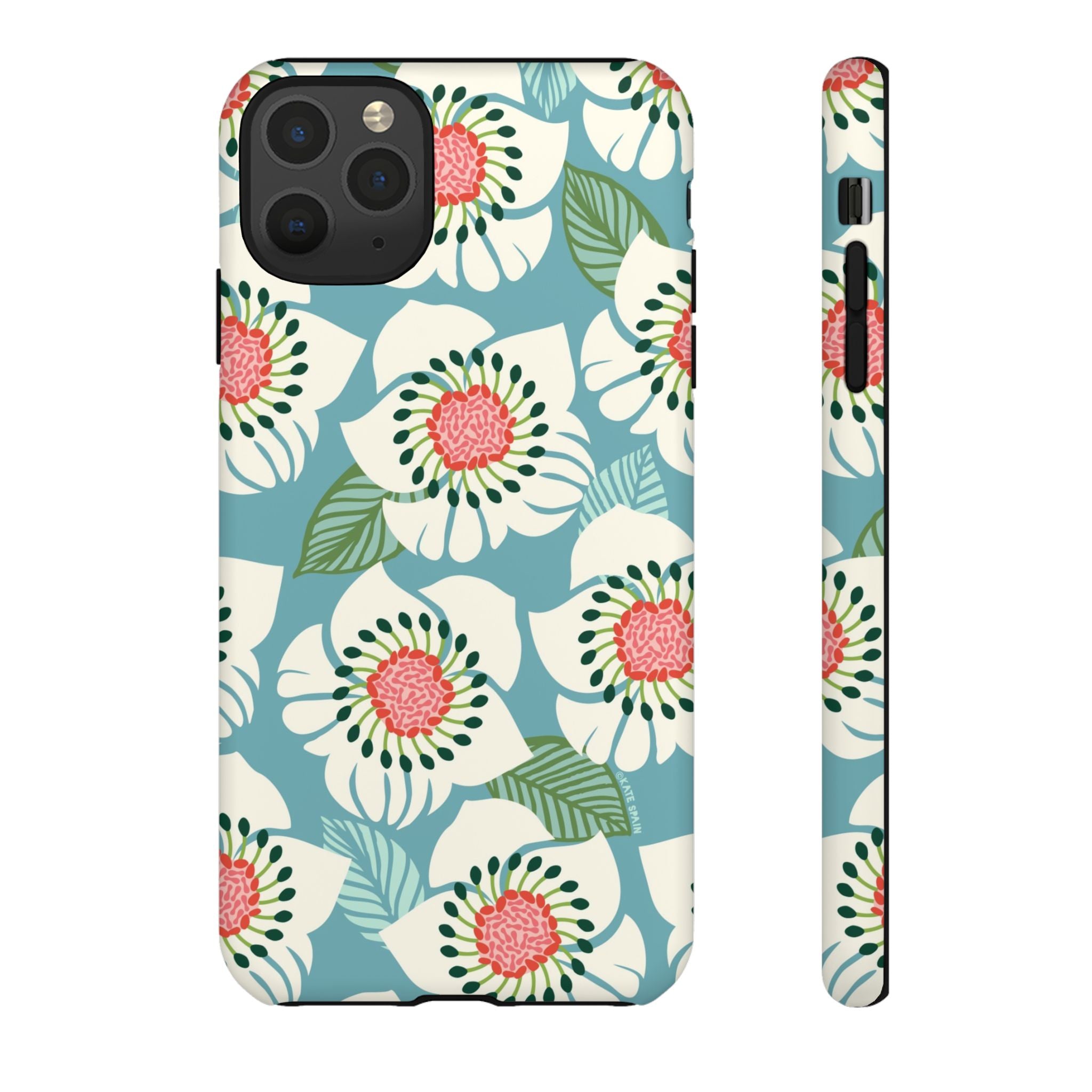 Panache Floral Tough iPhone 11 Pro Max Case – Matte | sky blue, pale cream, pink anemone floral print