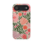Botanica MagSafe iPhone 17 Air Case – Glossy | coral, pink, sage green botanical wildflower print