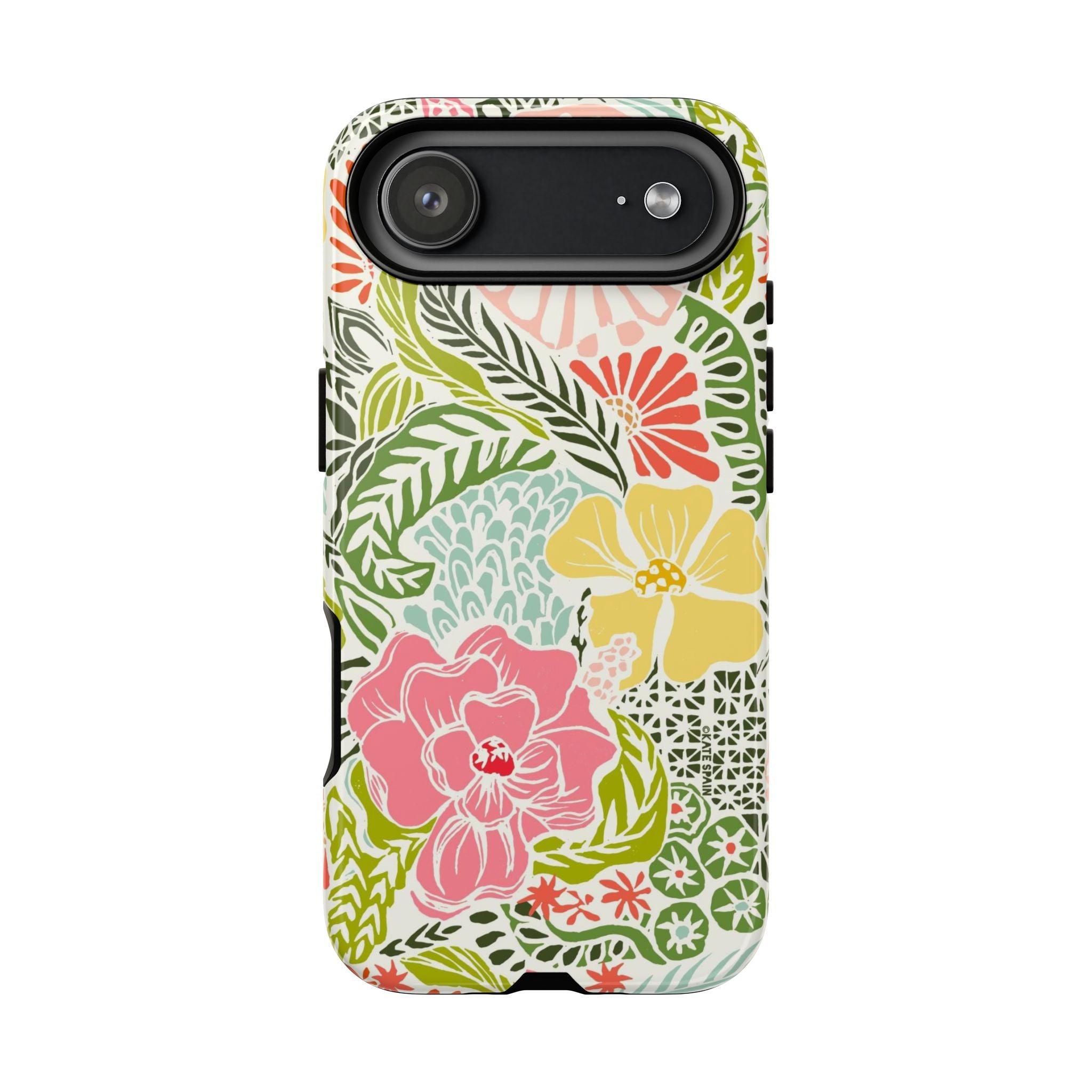 Tropica Tough iPhone 17 Air Case – Glossy | cream, pink, yellow, blue botanical floral print