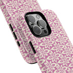 Lily Rose MagSafe iPhone 17 Case – Glossy | dual-layer construction detail showing case and inner lining with camera cutout and buttons — botanical MagSafe case by Kate Spain
