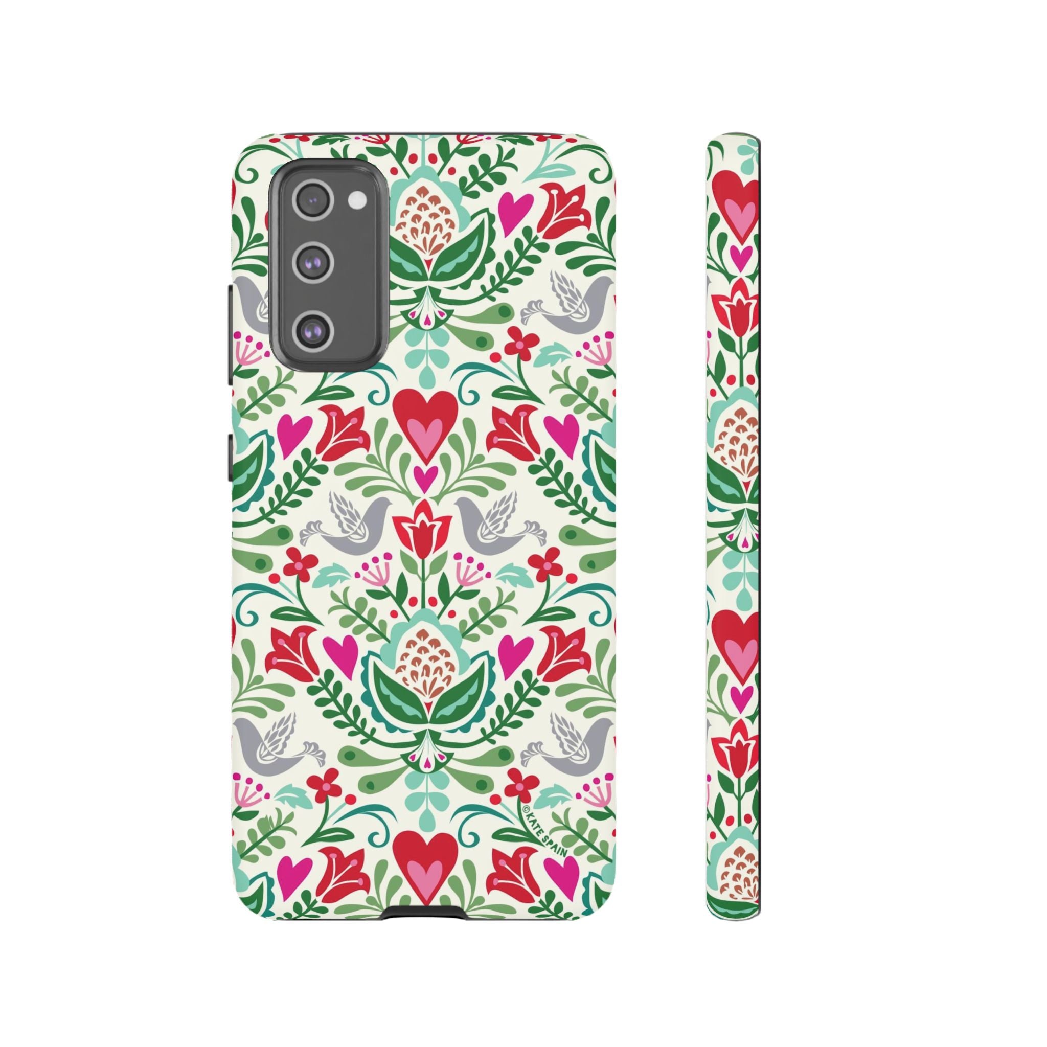 Rosemaling Samsung Galaxy S20 FE Case – Matte | white, red, green rosemaling floral print