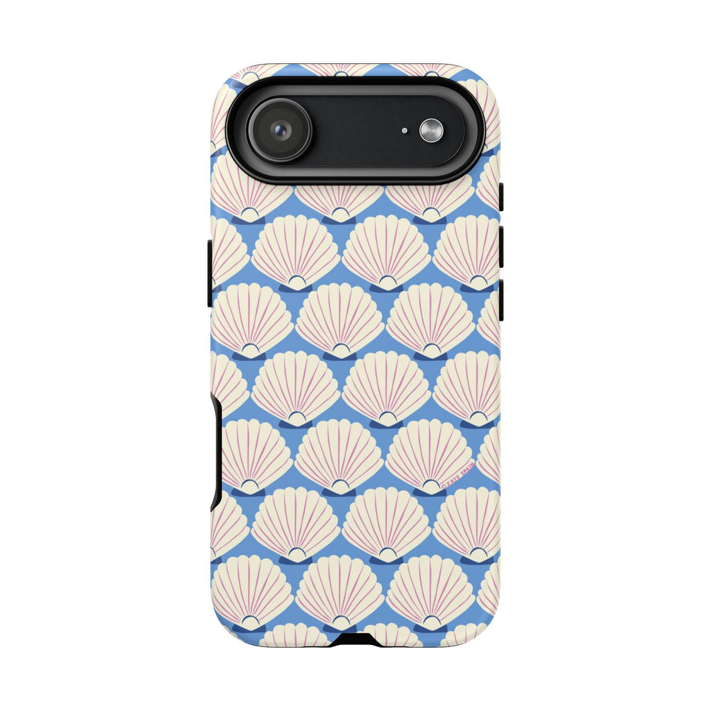 Seashells Tough iPhone 17 Air Case – Matte | periwinkle, cream, blush scallop shell print