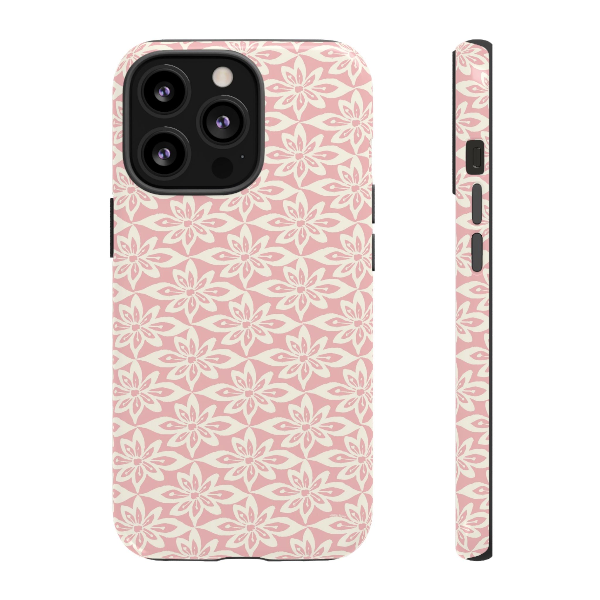 Lily Pastel Pink iPhone 13 Pro Glossy case — geometric blush lily print on soft pink by Kate Spain