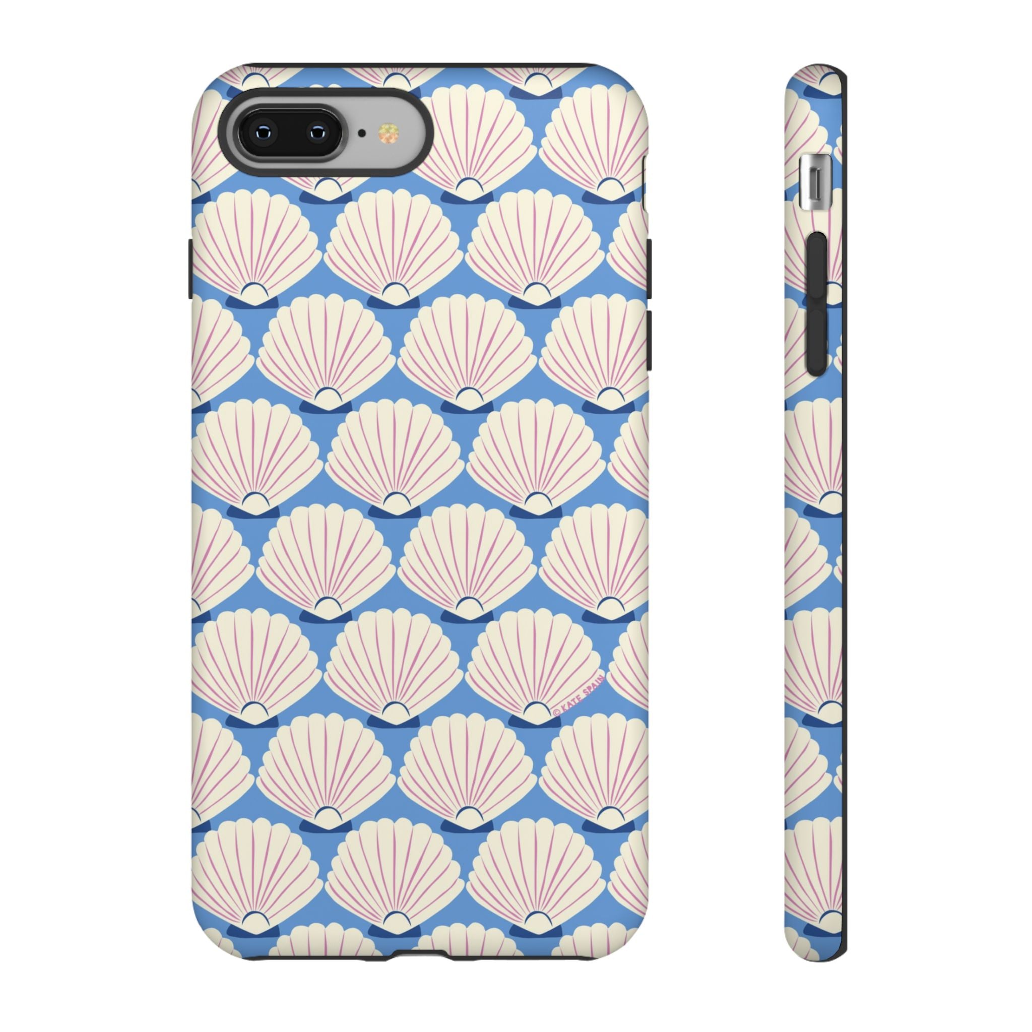 Seashells Tough iPhone 8 Plus Case – Matte | periwinkle, cream, blush scallop shell print