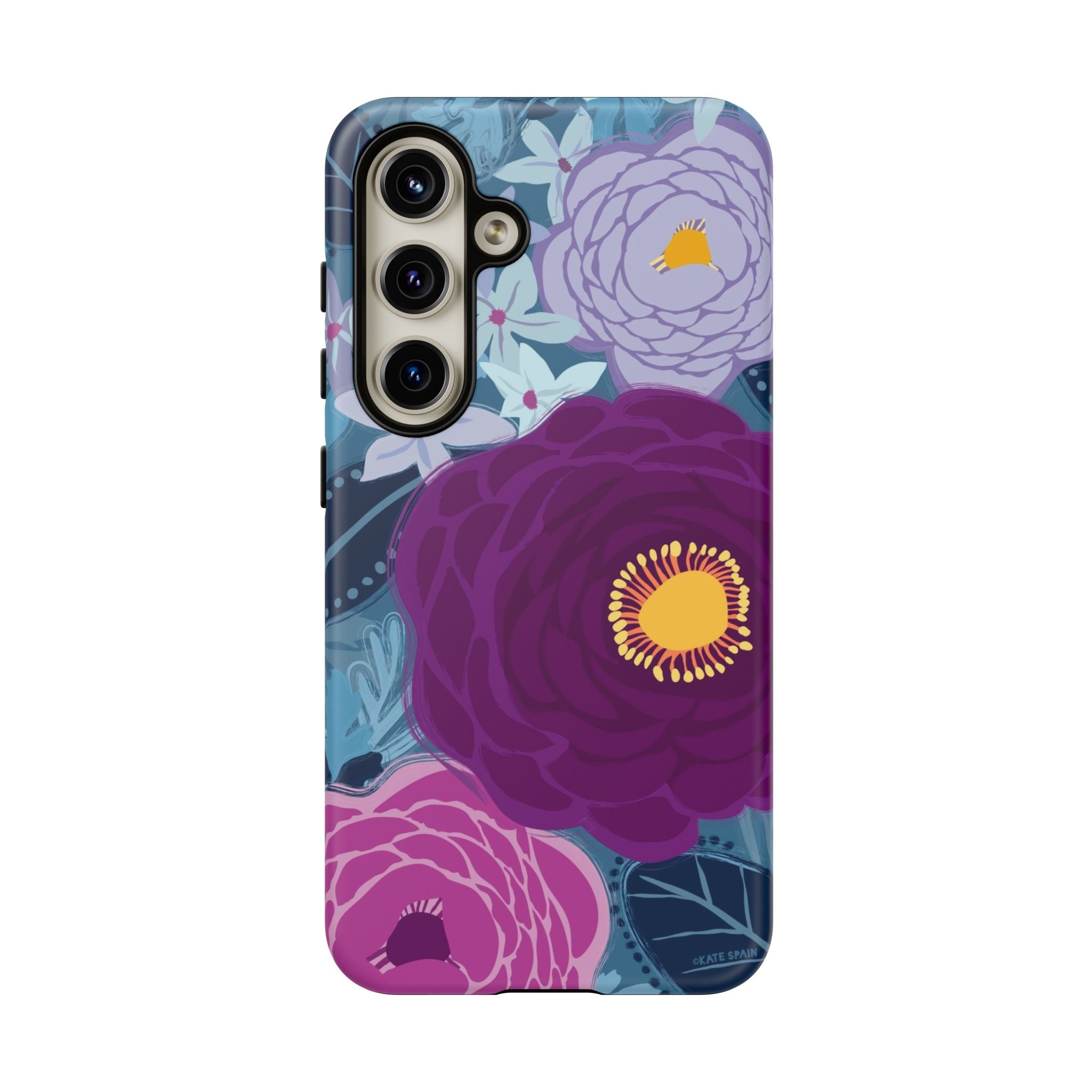 Bloomerie Samsung Tough Case Samsung Galaxy S24 Case – Matte | navy, purple, magenta botanical peony floral print