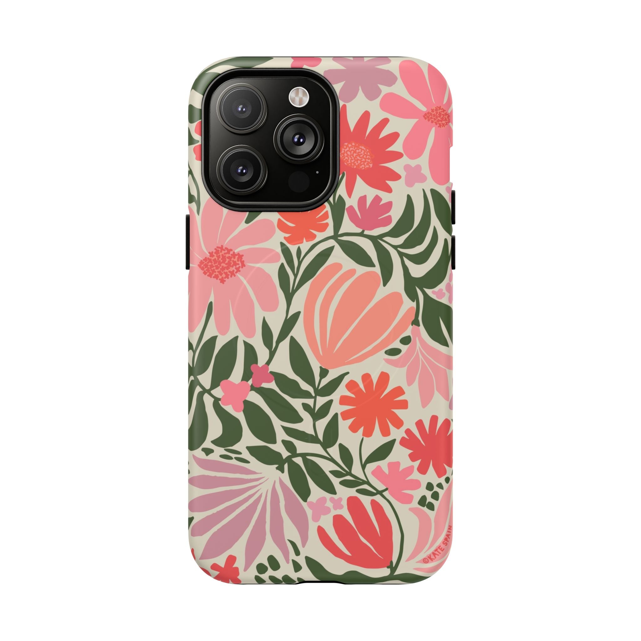 Botanica MagSafe iPhone 14 Pro Max Case – Matte | coral, pink, sage green botanical wildflower print