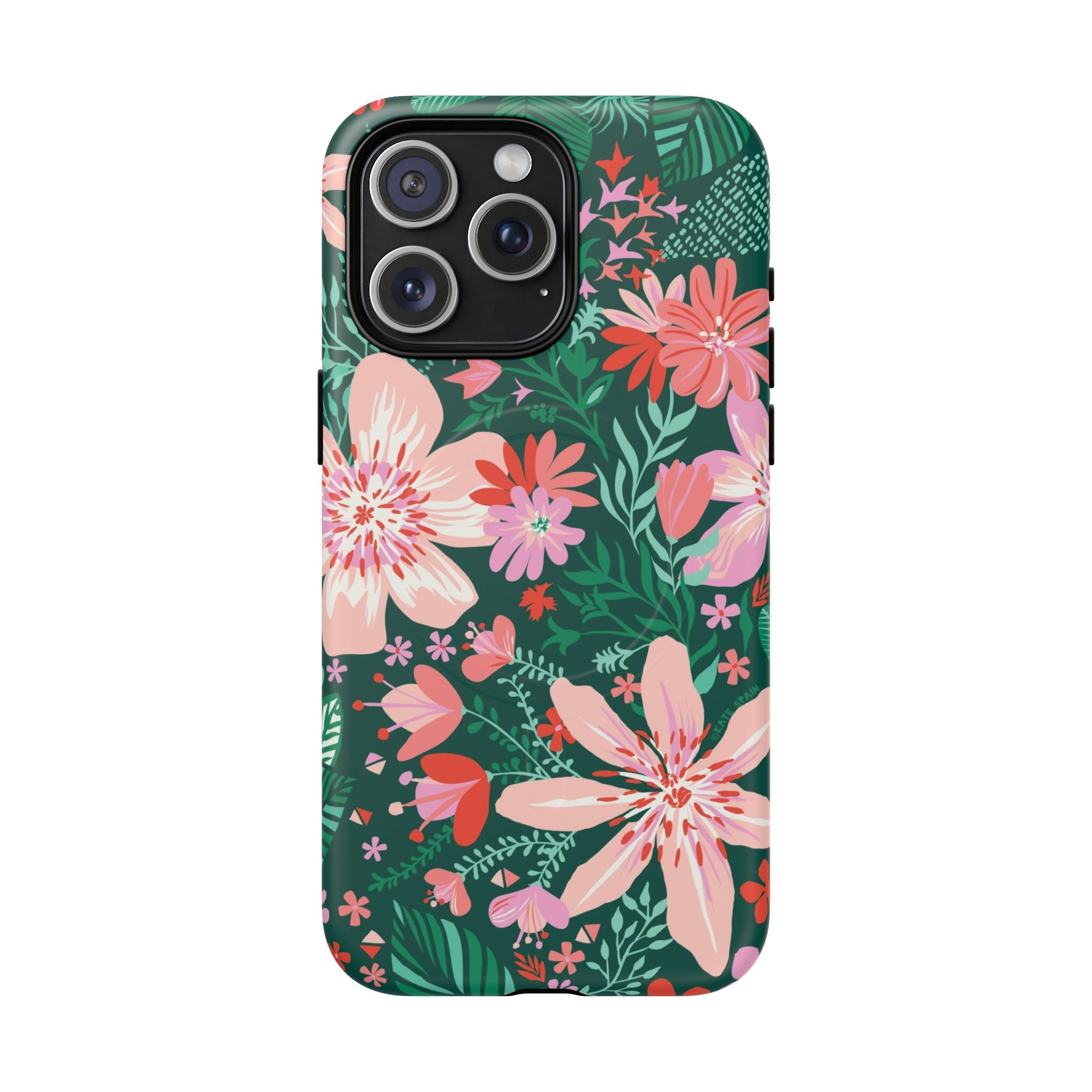 Bonaire MagSafe iPhone 15 Pro Max Case – Matte | jade, pink, white tropical floral botanical print
