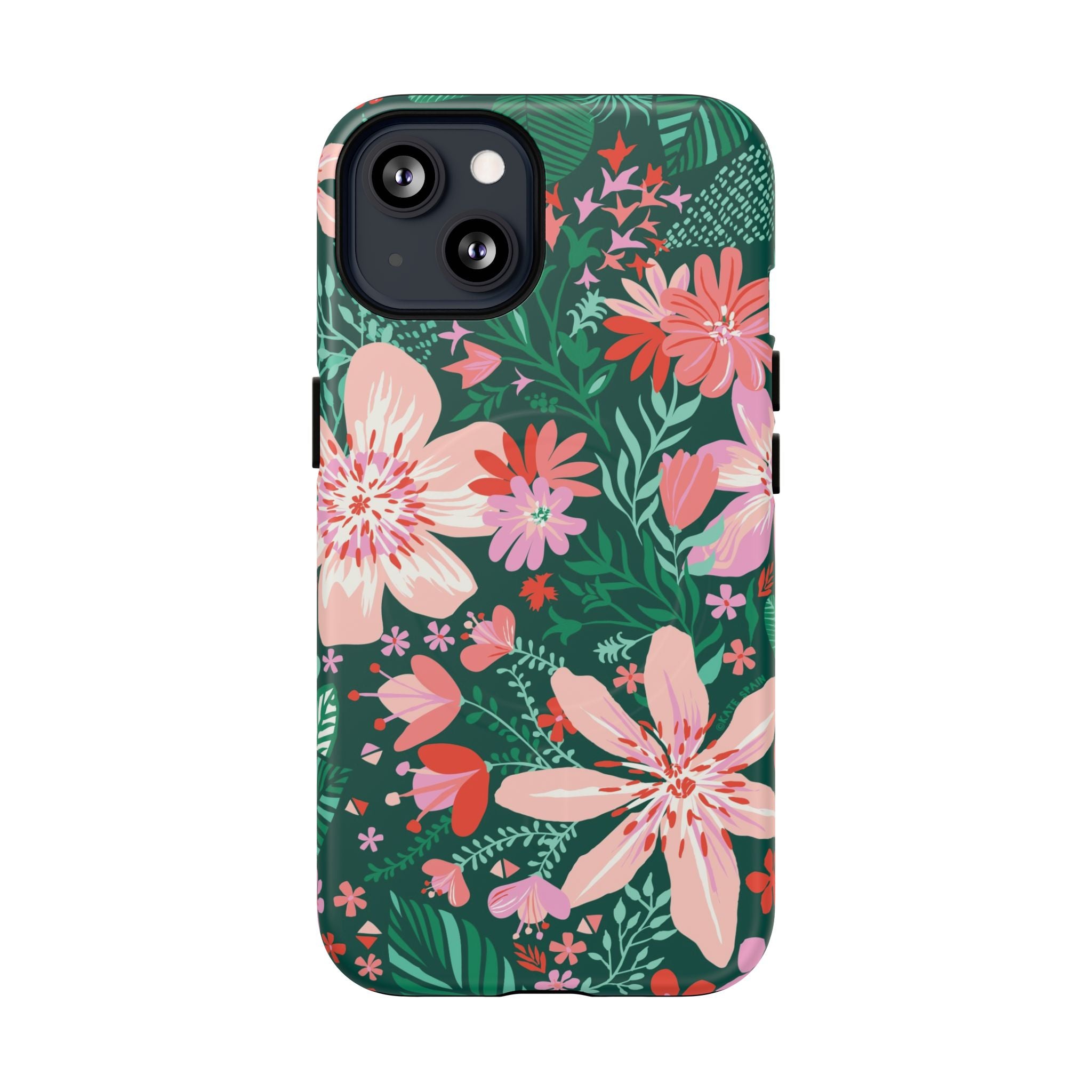 Bonaire MagSafe iPhone 13 Case – Matte | jade, pink, white tropical floral botanical print