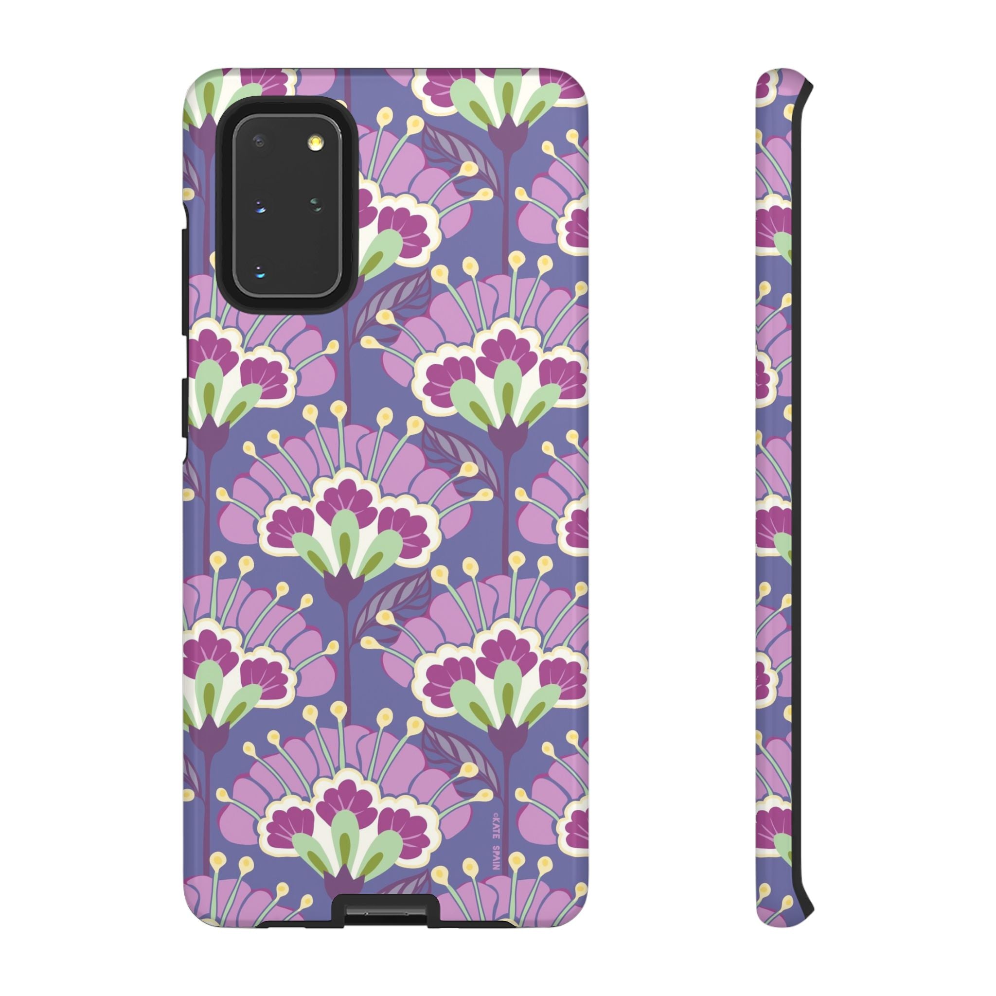 Luxury Lantern Flower Samsung Galaxy S20+ Case – Glossy | mauve, purple, lime green floral print