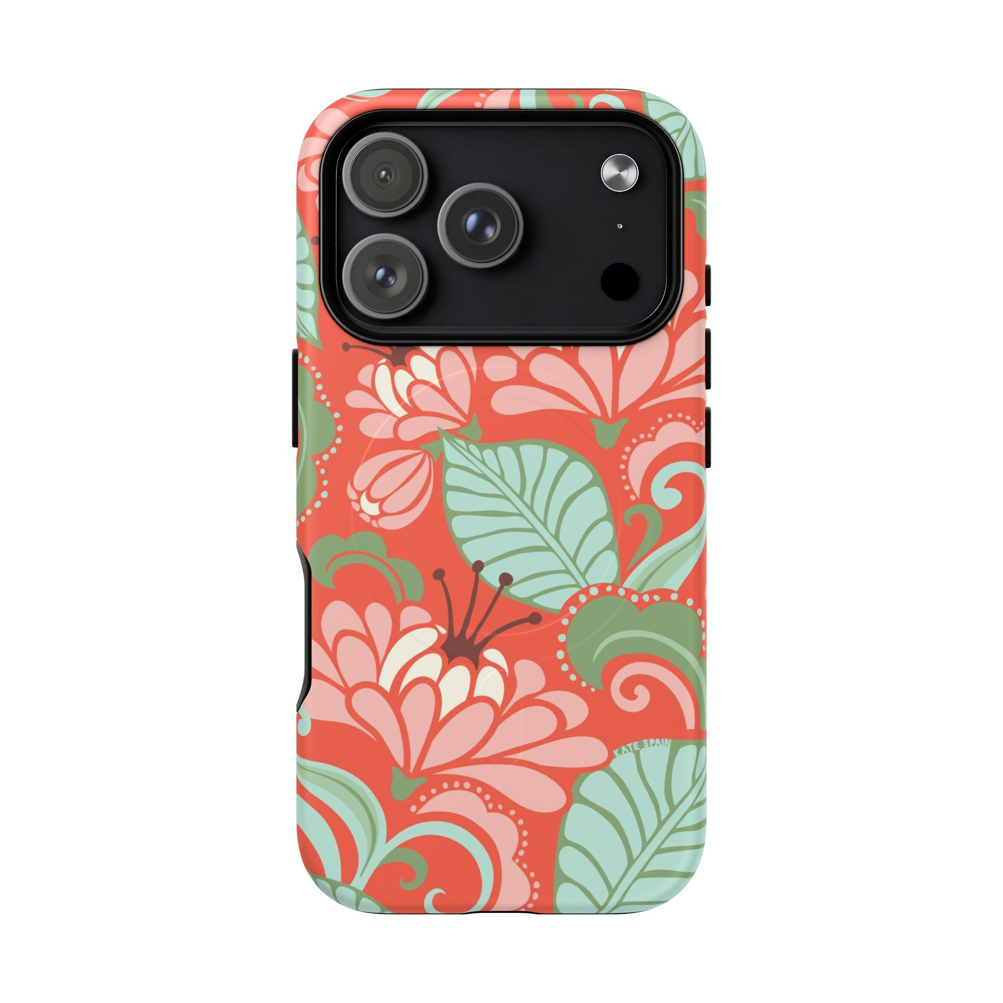 Sarabande MagSafe iPhone 17 Pro Case – Matte | coral, pink, cream, green botanical floral print