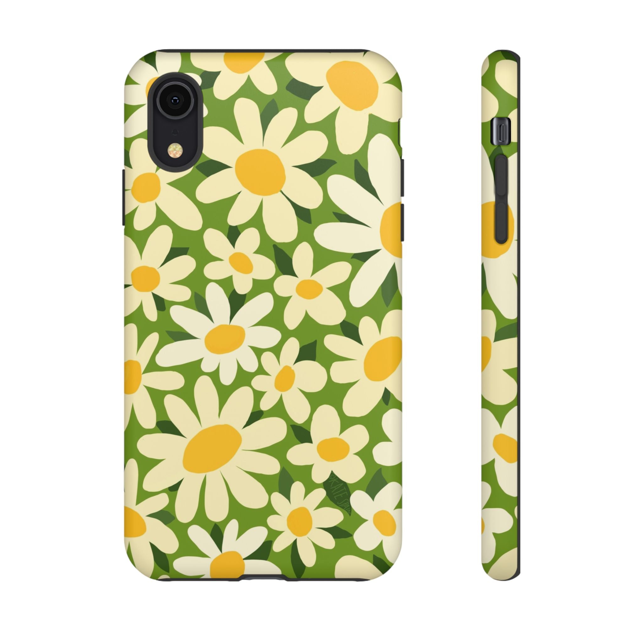 Shasta Daisy Tough iPhone XR Case – Matte | green, white, yellow daisy floral print