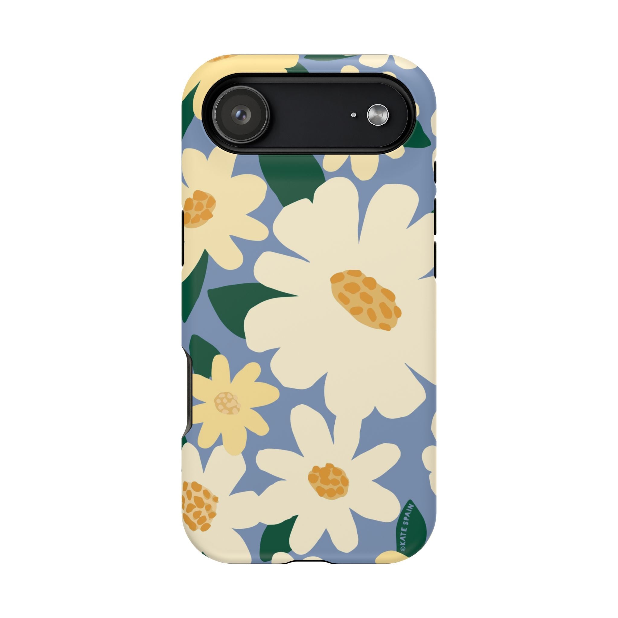 Chamomile MagSafe iPhone 17 Air Case – Matte | periwinkle, cream, yellow botanical daisy floral print MagSafe compatible, dual-layer protection