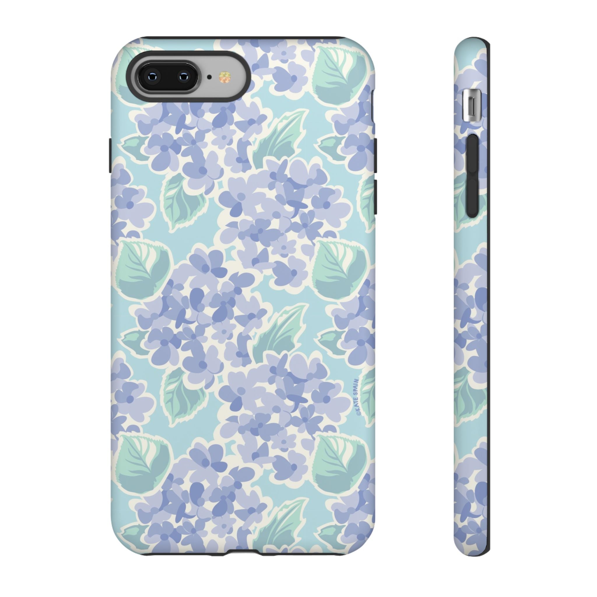 Nantucket Hydrangea Tough iPhone 8 Plus Case – Matte | white, lavender, mint watercolor hydrangea print
