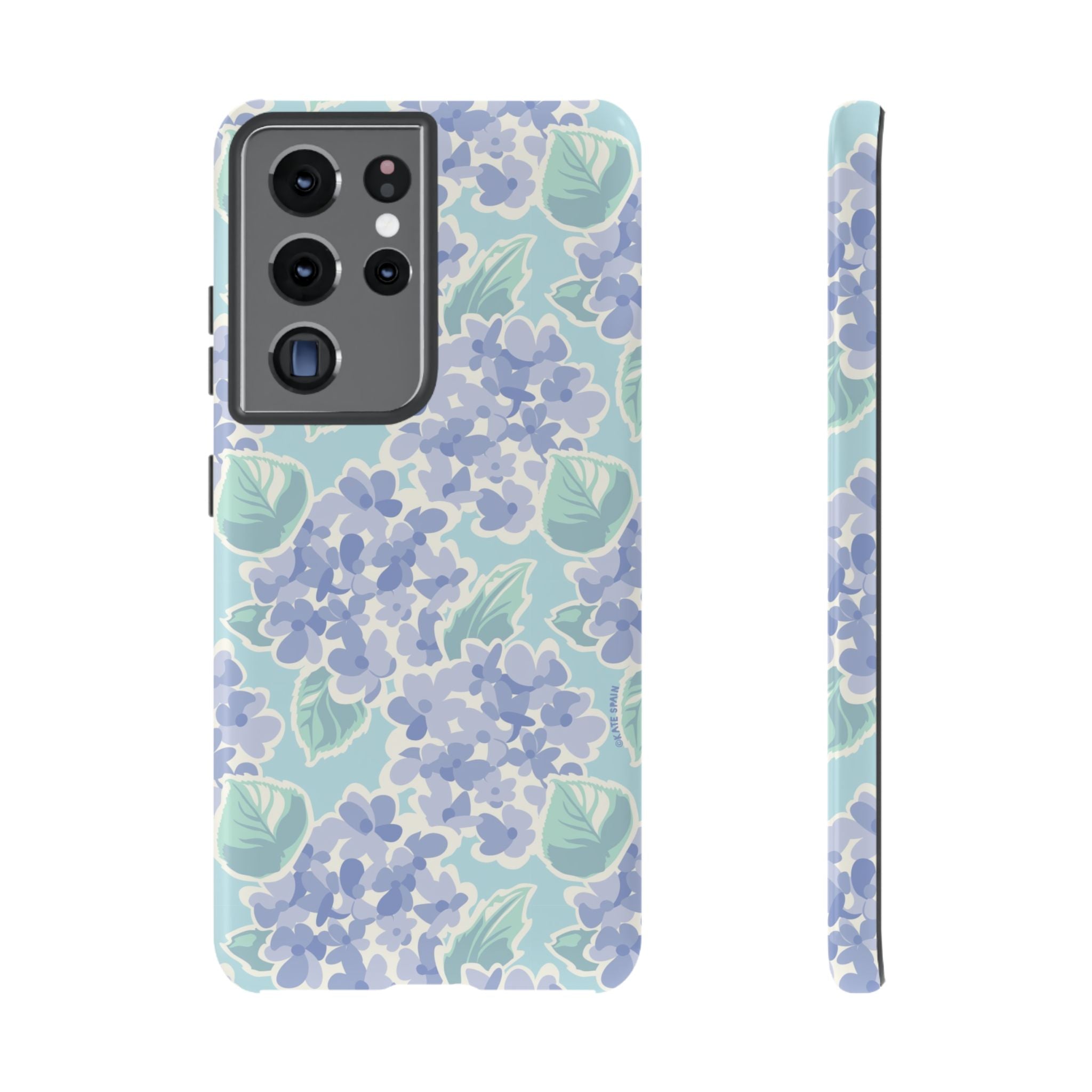 Luxury Nantucket Hydrangea Samsung Galaxy S21 Ultra Case – Glossy | white, lavender, mint watercolor hydrangea print