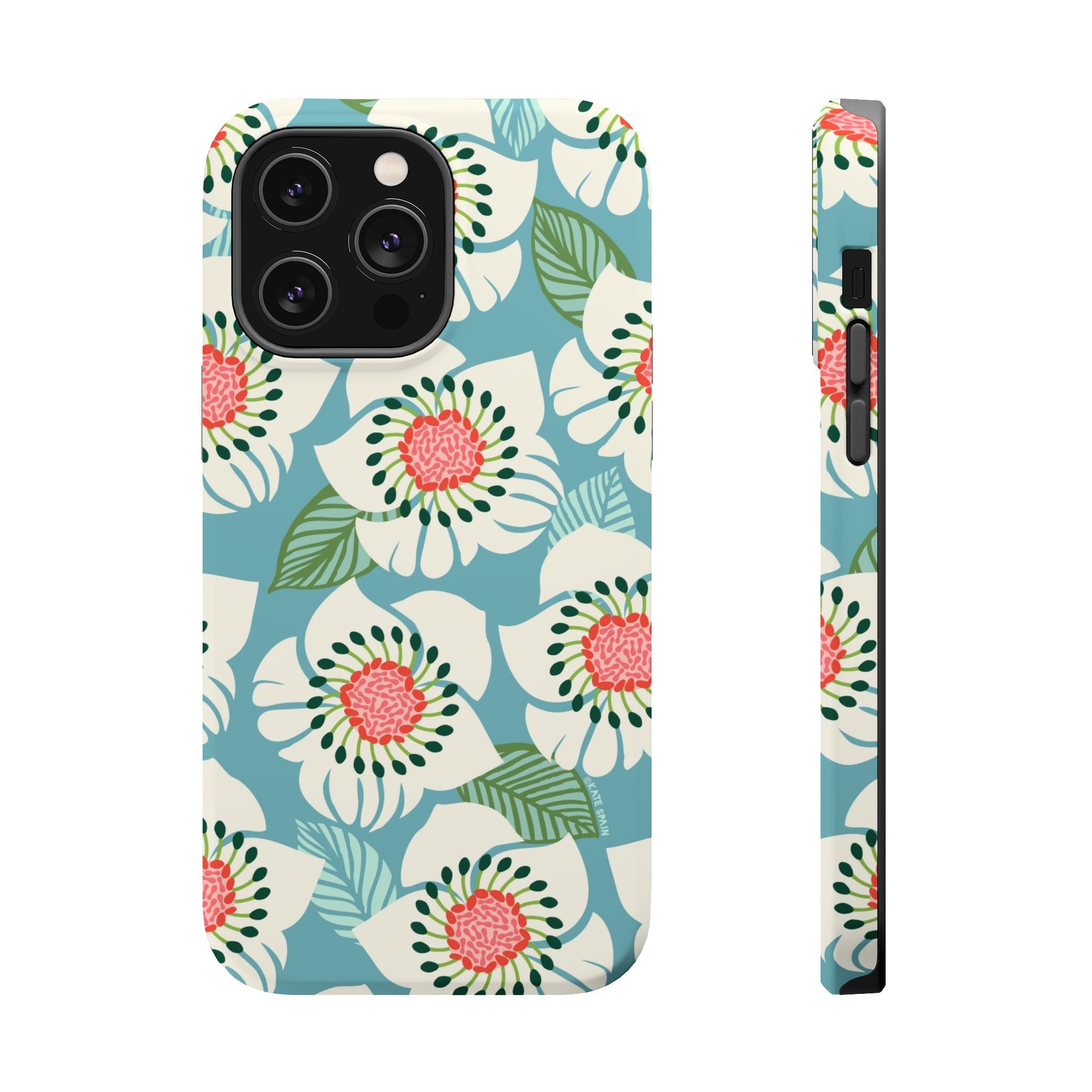 Panache Floral MagSafe iPhone 14 Pro Max Case – Matte | sky blue, pale cream, pink anemone floral print