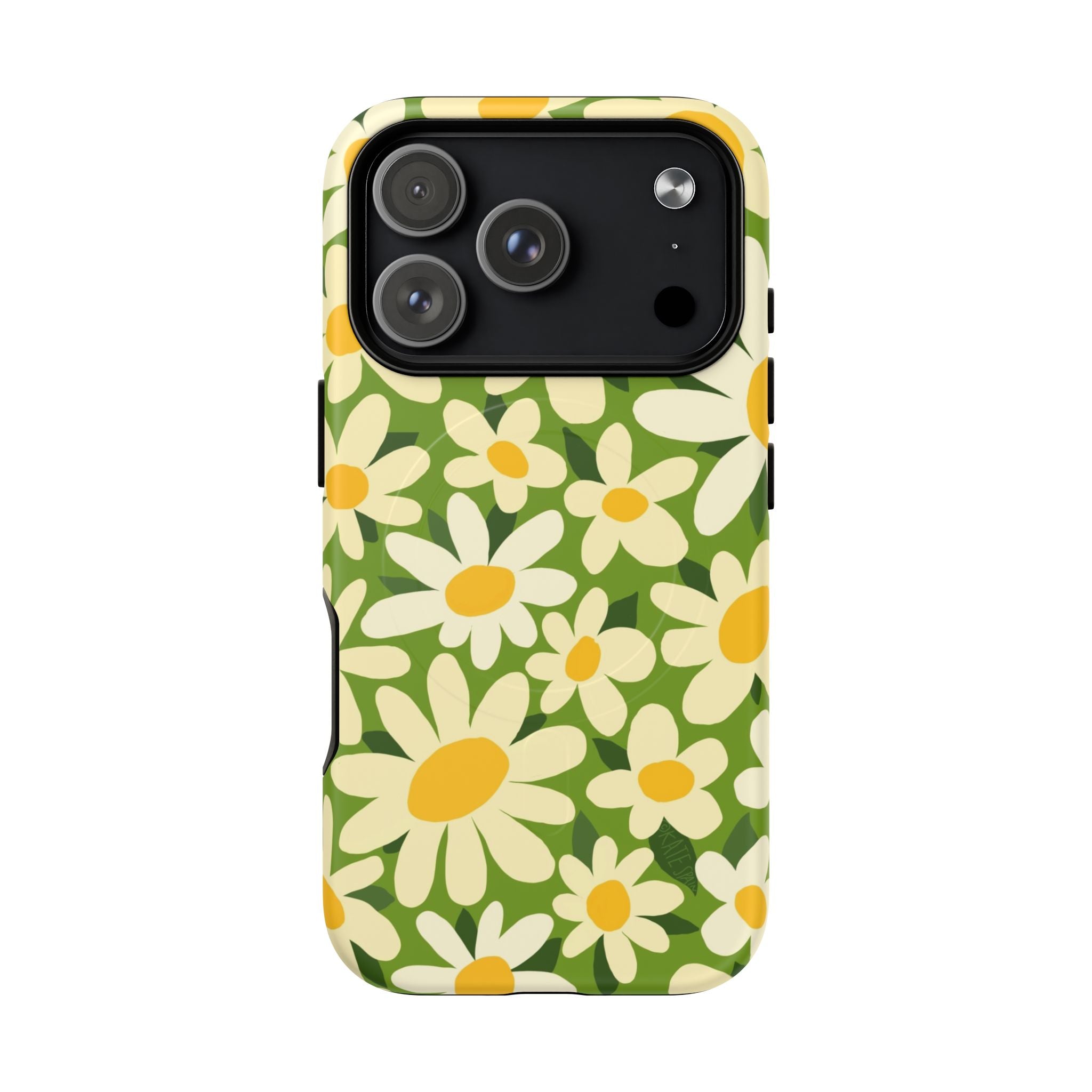 Shasta Daisy MagSafe iPhone 17 Pro Case – Matte | green, white, yellow daisy floral print