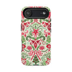 Wonderland MagSafe iPhone 17 Air Case – Matte | cream, red, and green Christmas holiday medallion print with ornaments, candy canes, trees, and stars