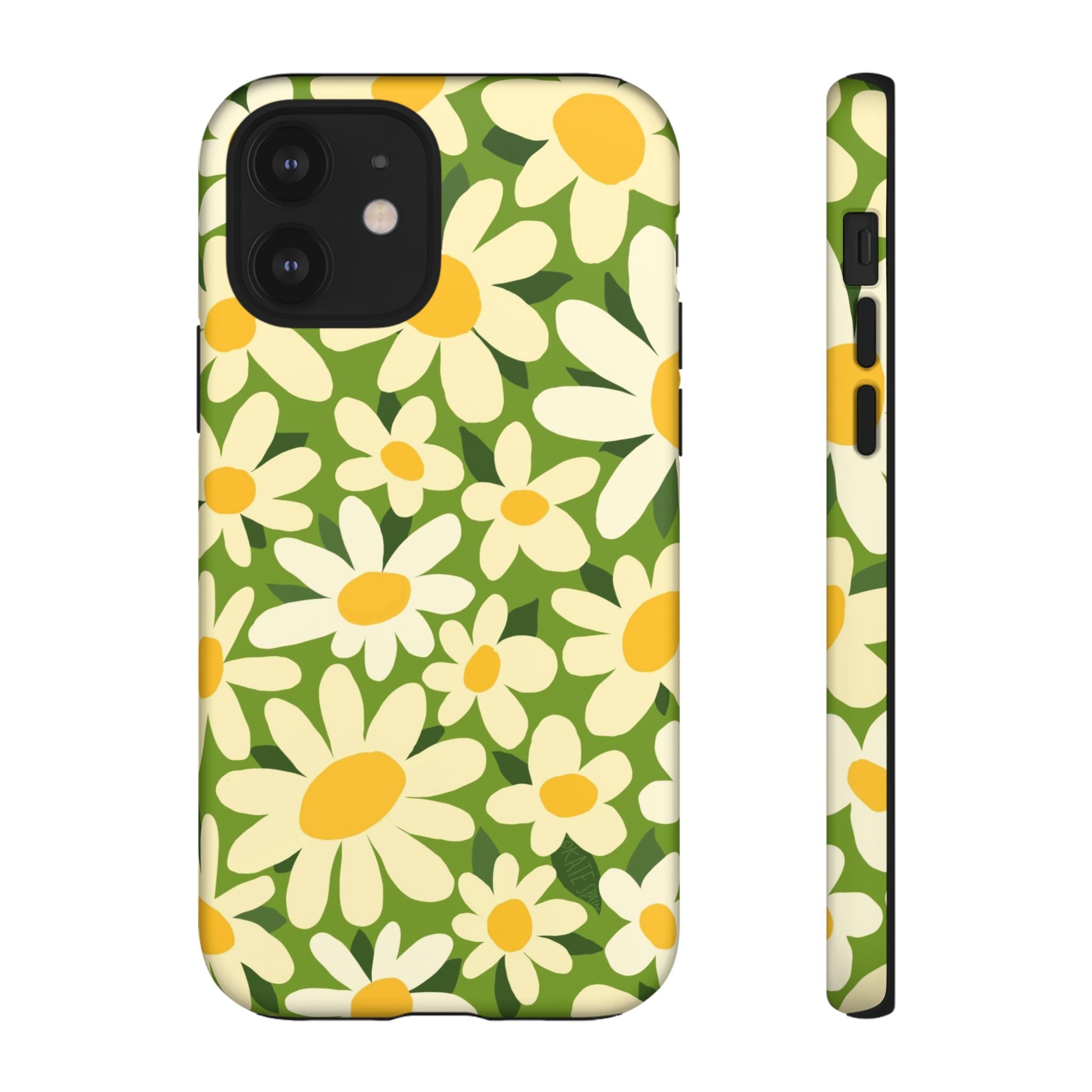 Shasta Daisy Tough iPhone 12 Case – Matte | green, white, yellow daisy floral print