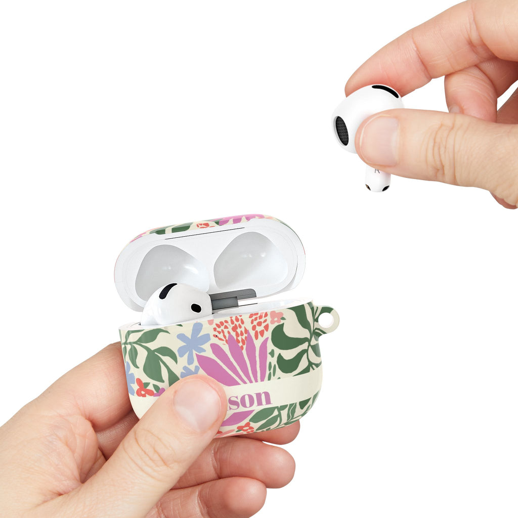 Botanica Pastel Flowers Personalized AirPods Case
