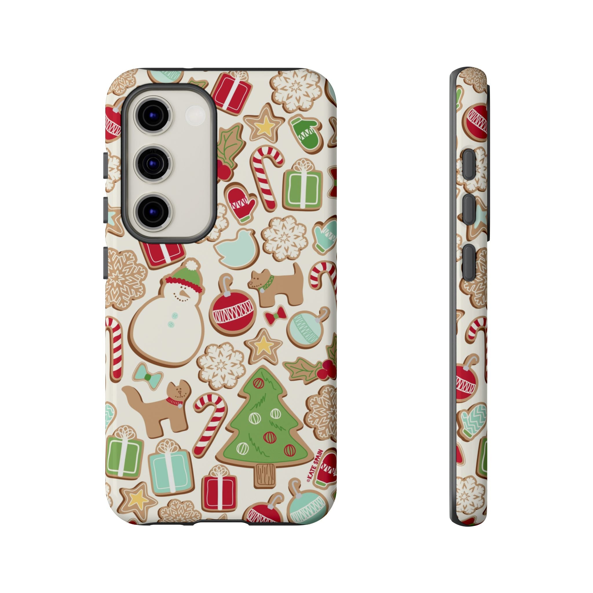 Gingerbread Cookies Samsung Galaxy S23 Case – Glossy | cream, red, green gingerbread holiday cookie print