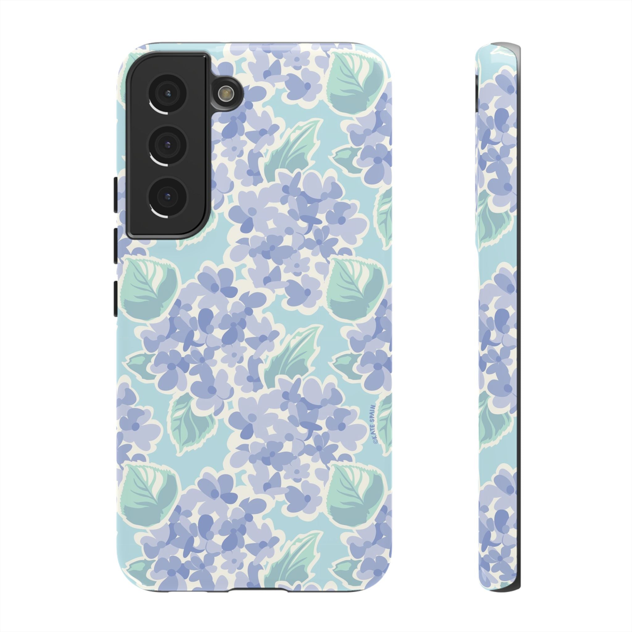 Luxury Nantucket Hydrangea Samsung Galaxy S22 Case – Glossy | white, lavender, mint watercolor hydrangea print