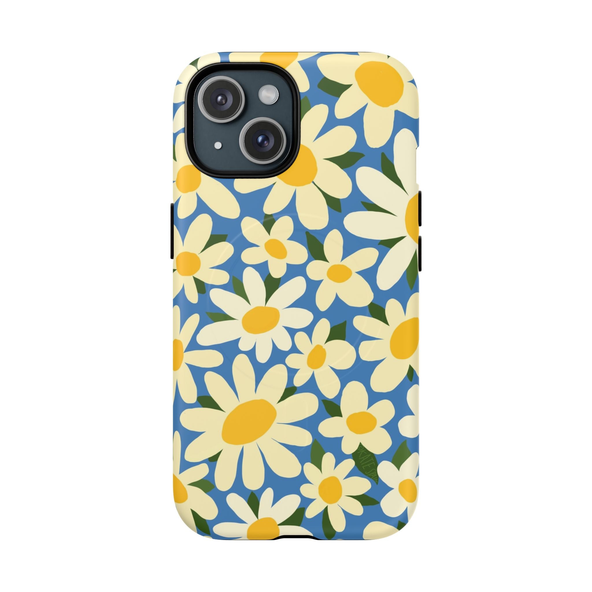 Shasta Daisy MagSafe iPhone 15 Case – Matte | blue, cream, yellow daisy floral print