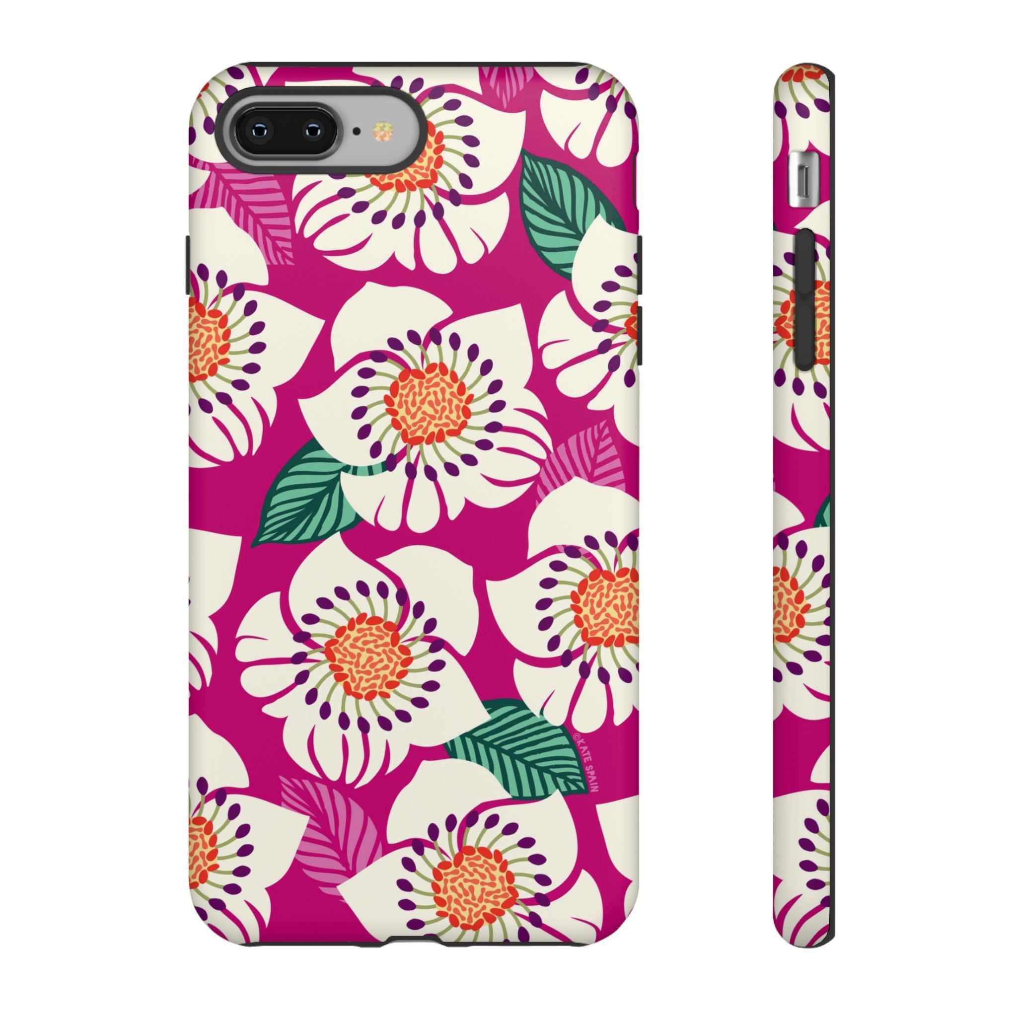 Panache Rose Tough iPhone 8 Plus Case – Matte | berry, cream white, peach anemone floral print