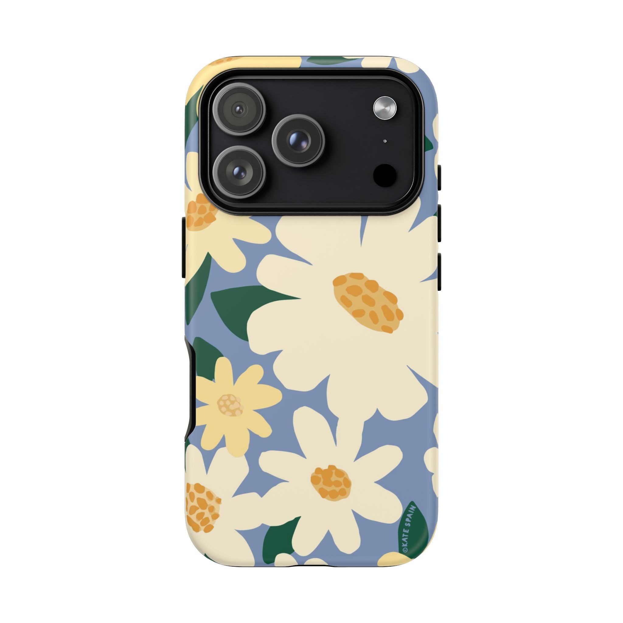 Chamomile Tough iPhone 17 Pro Case – Matte | periwinkle, cream, yellow botanical daisy floral print
