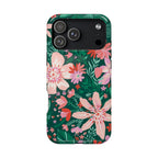 Bonaire MagSafe iPhone 17 Pro Max Case – Glossy | forest green, blush, coral tropical floral print