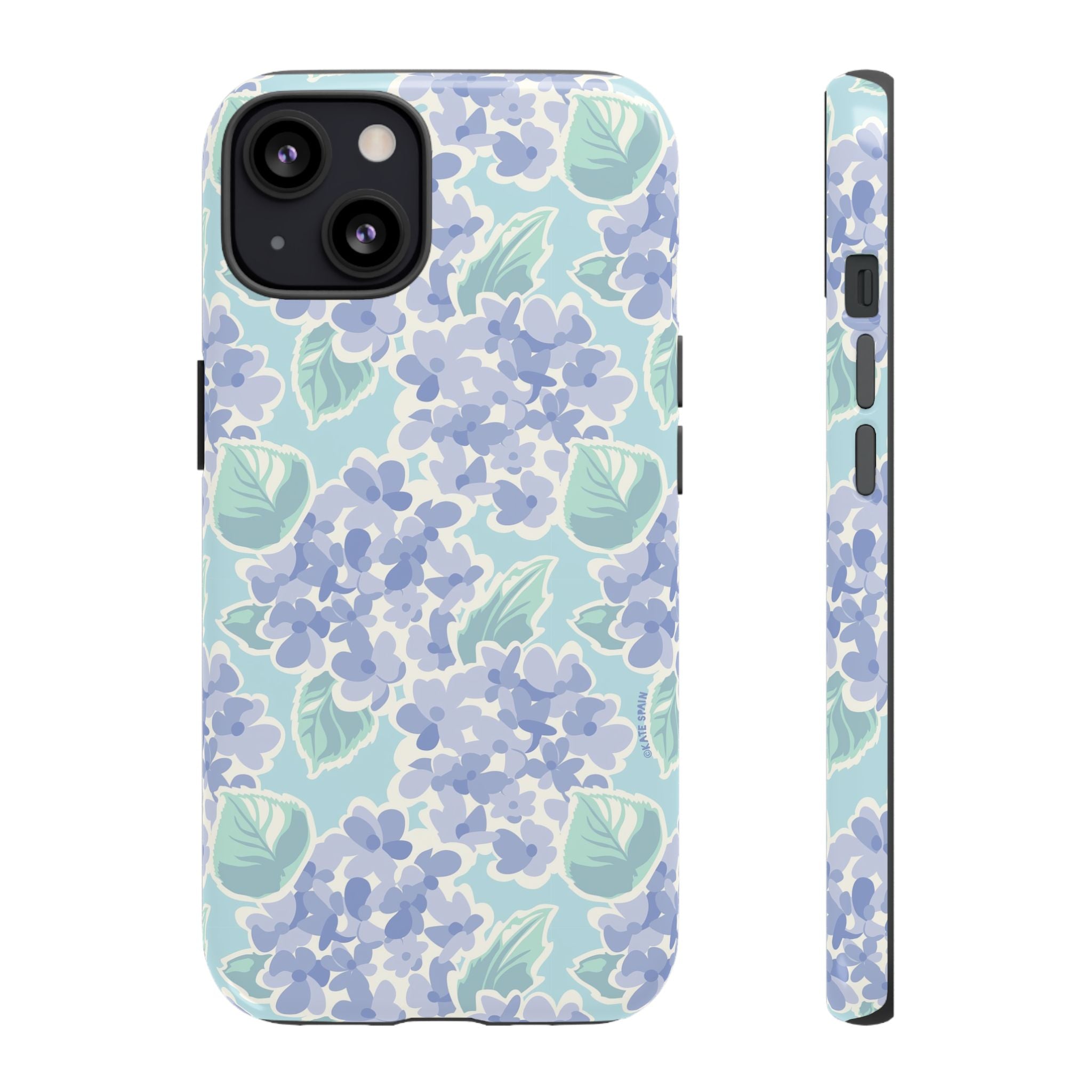 Nantucket Hydrangea Tough iPhone 13 Case – Matte | white, lavender, mint watercolor hydrangea print