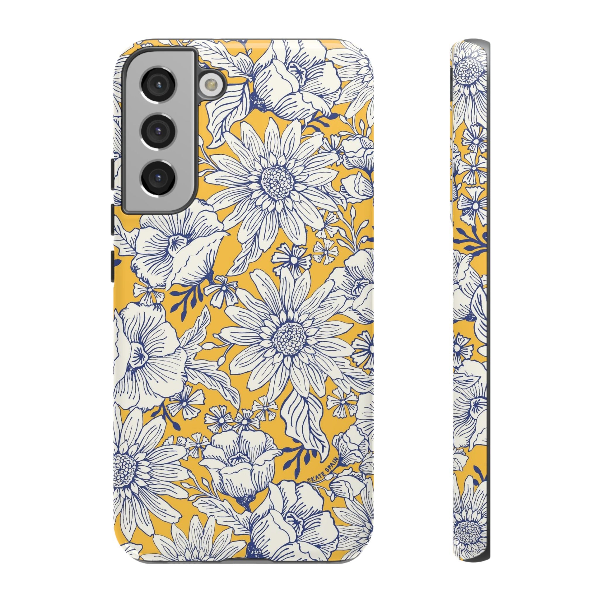 Luxury Jardin Samsung Galaxy S22 Plus Case – Glossy | yellow, cream, blue botanical floral print