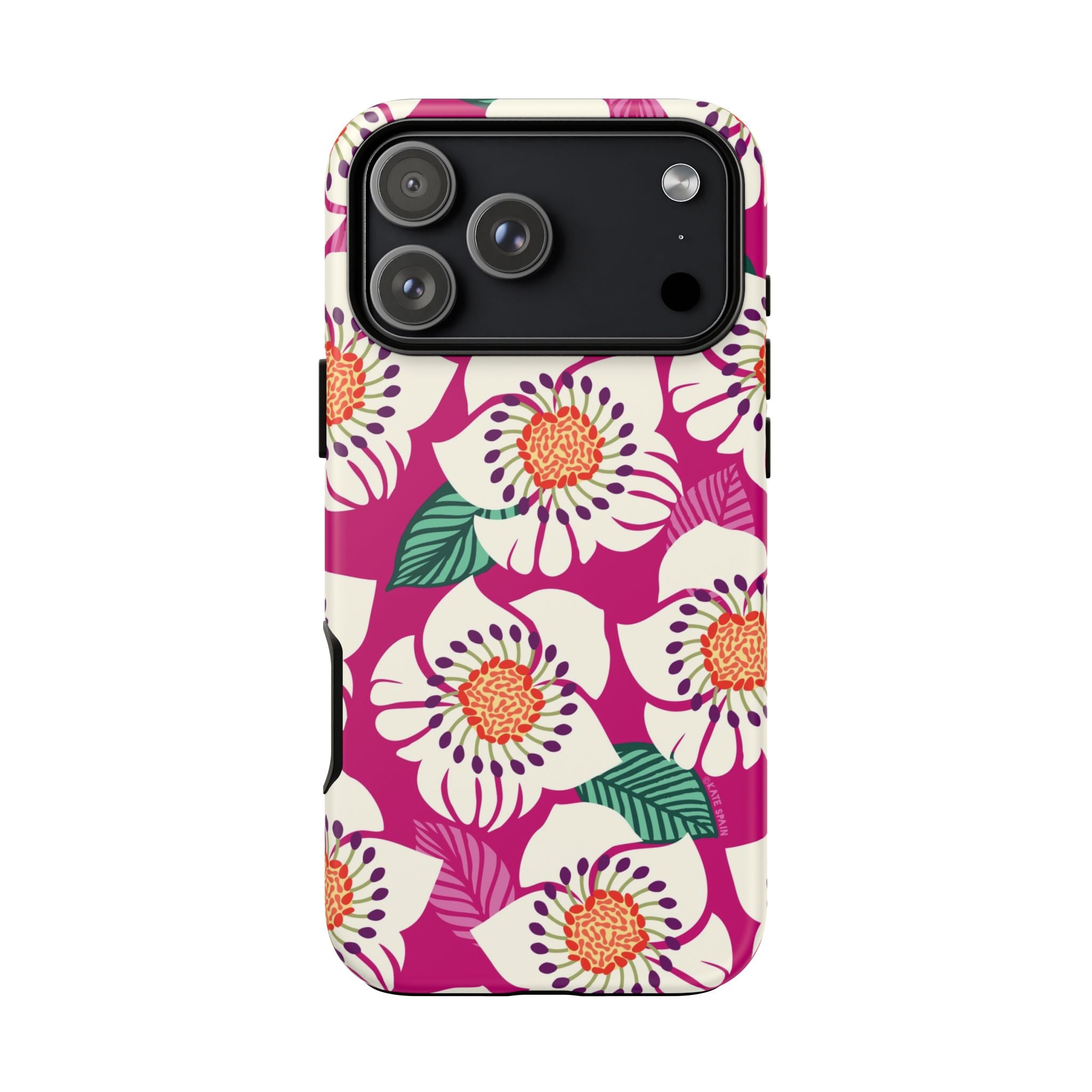 Panache Rose Tough iPhone 17 Pro Max Case – Matte | berry, cream white, peach anemone floral print