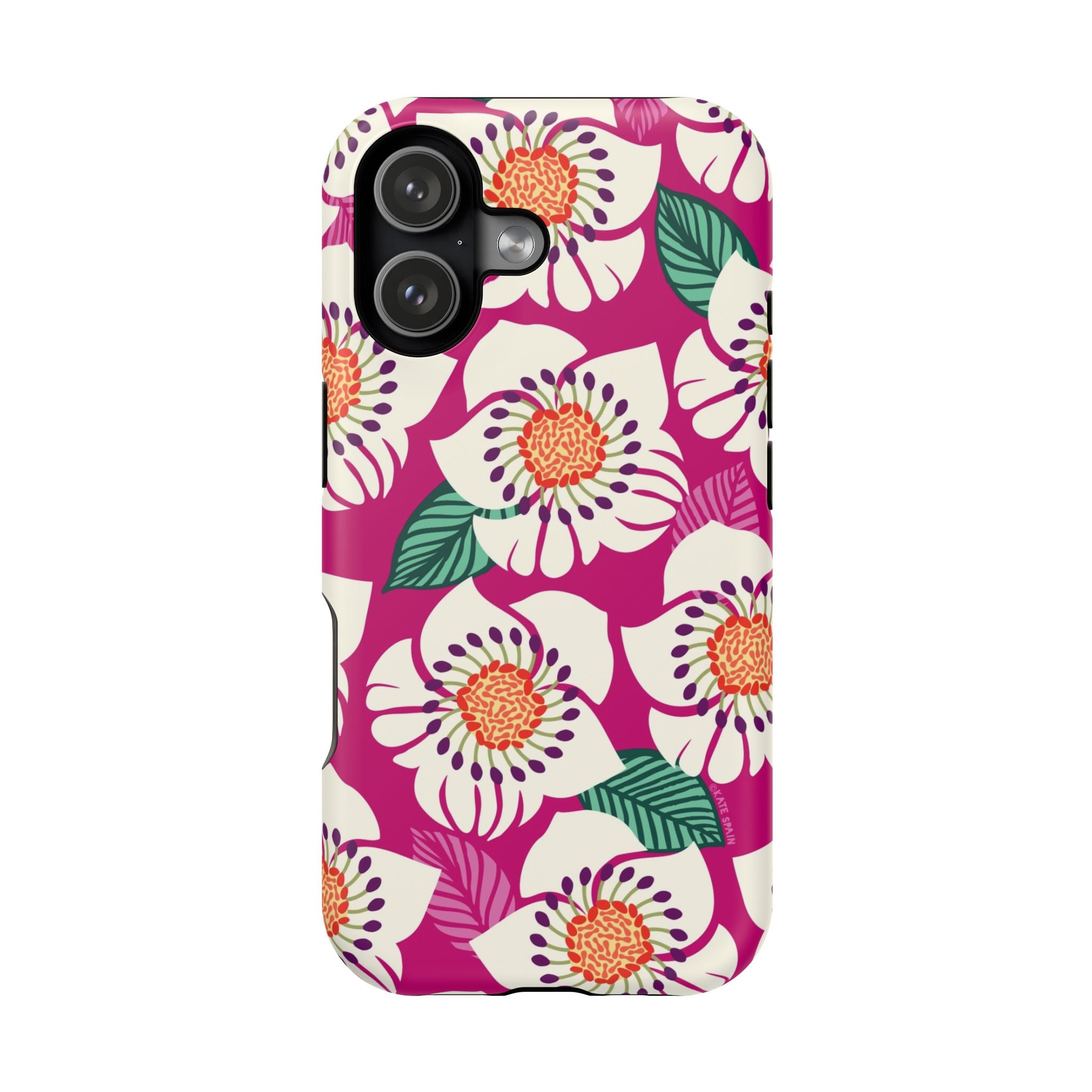 Panache Rose MagSafe iPhone 17 Case – Matte | berry, cream white, peach anemone floral print