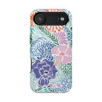 Tropica MagSafe iPhone 17 Air Case – Glossy | purple, coral, pink, blue botanical tropical floral print MagSafe compatible, dual-layer protection