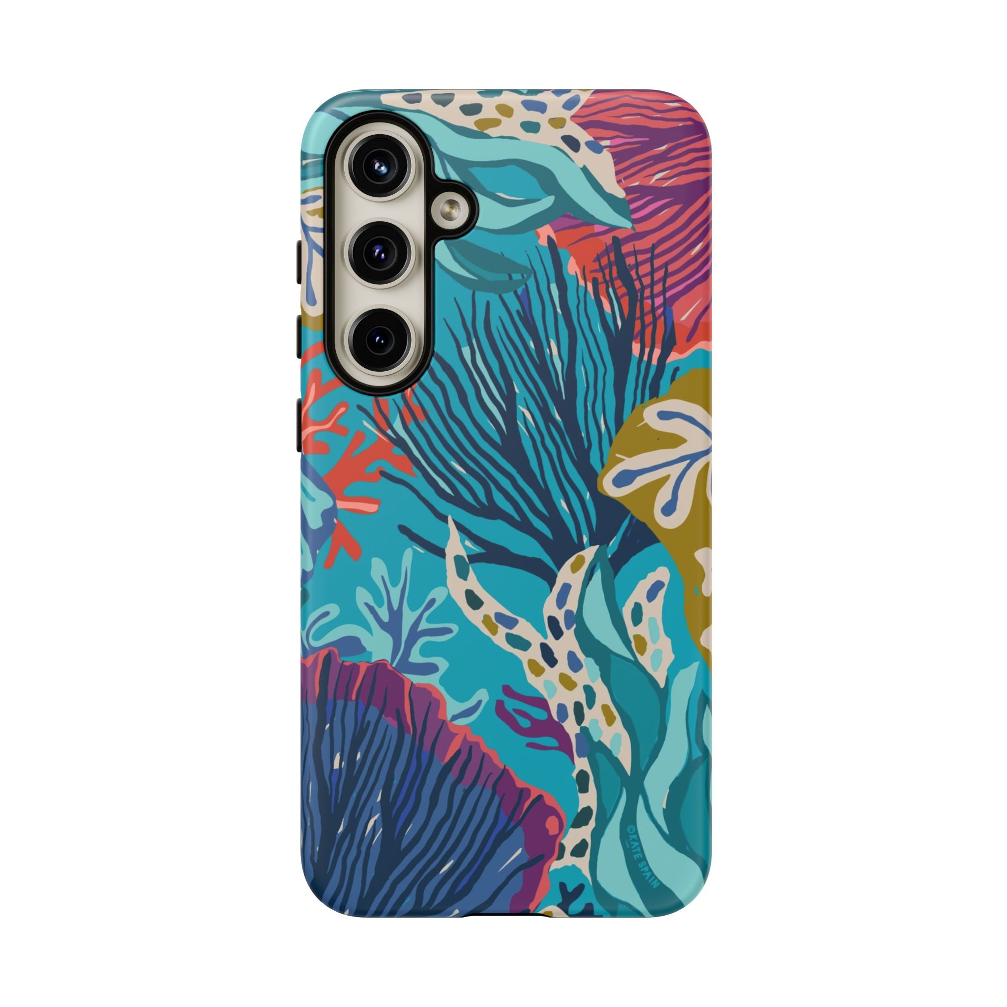 Luxury Reef Samsung Galaxy S24 Plus Case – Matte | teal, navy, magenta, olive coral reef print