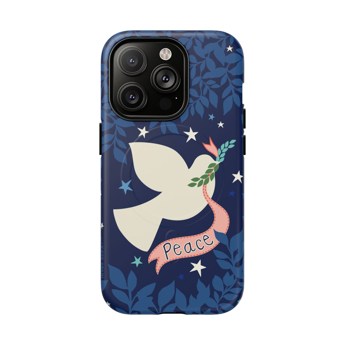 Peace MagSafe iPhone 14 Pro Case – Matte | navy, cream peace dove, stars, botanical print