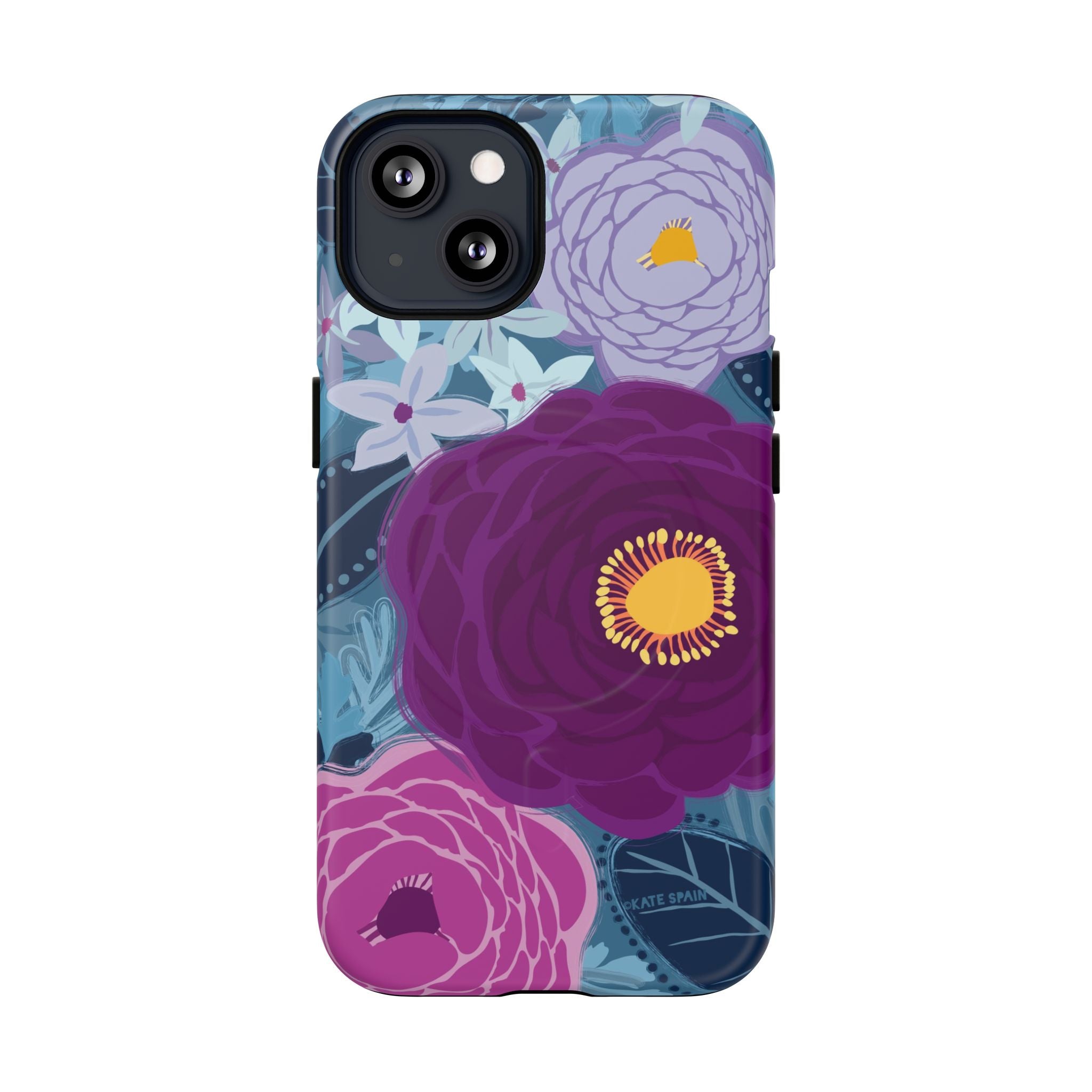 Bloomerie Violet MagSafe iPhone 13 Case – Matte | navy, purple, magenta botanical peony floral print