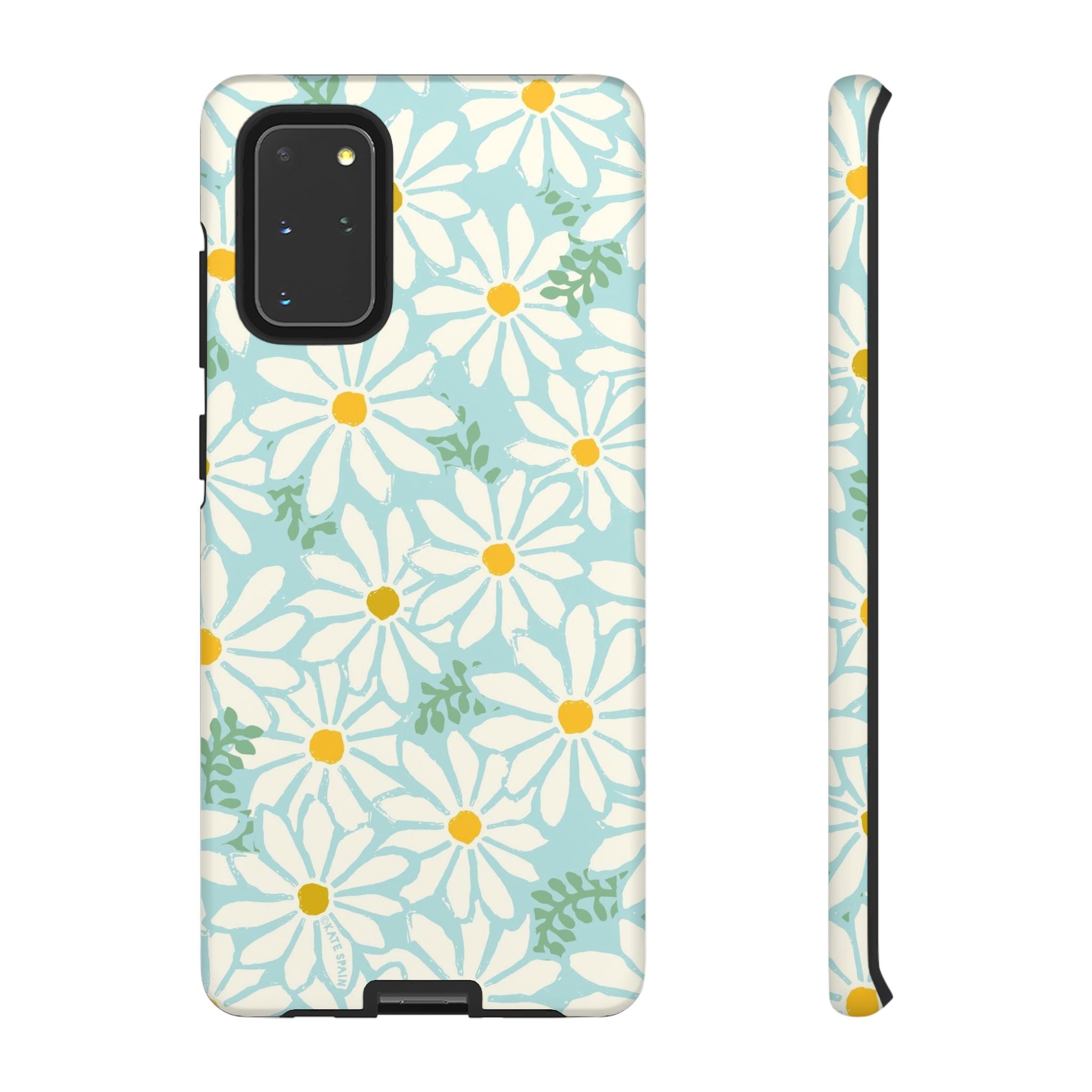Luxury Daisies Samsung Galaxy S20+ Case – Matte | white, yellow, aqua daisy floral print