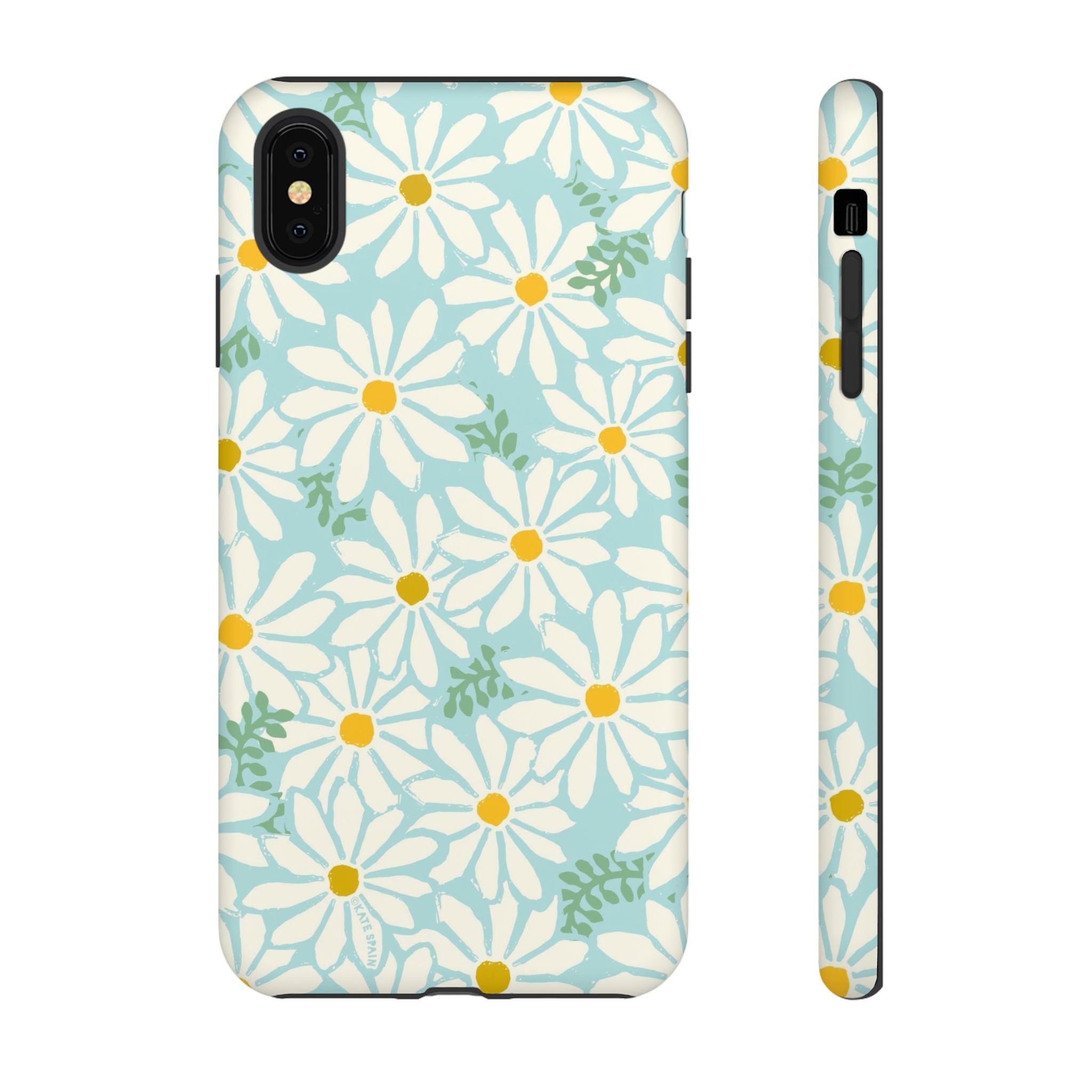Daisies Tough iPhone XS Max Case – Matte | mint, white, yellow botanical daisy floral print
