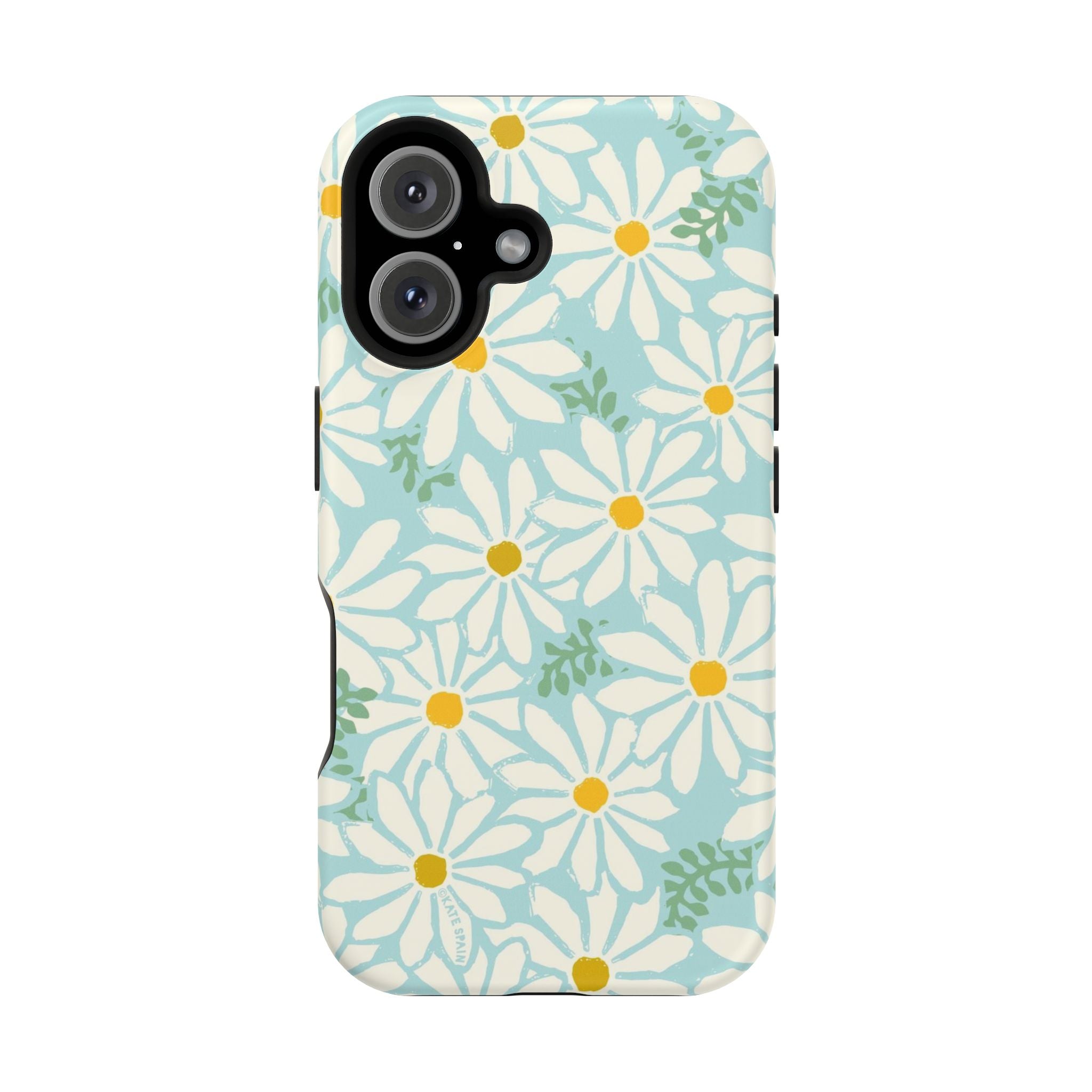 Daisies MagSafe iPhone 16 Case – Matte | white, yellow, aqua watercolor daisy print