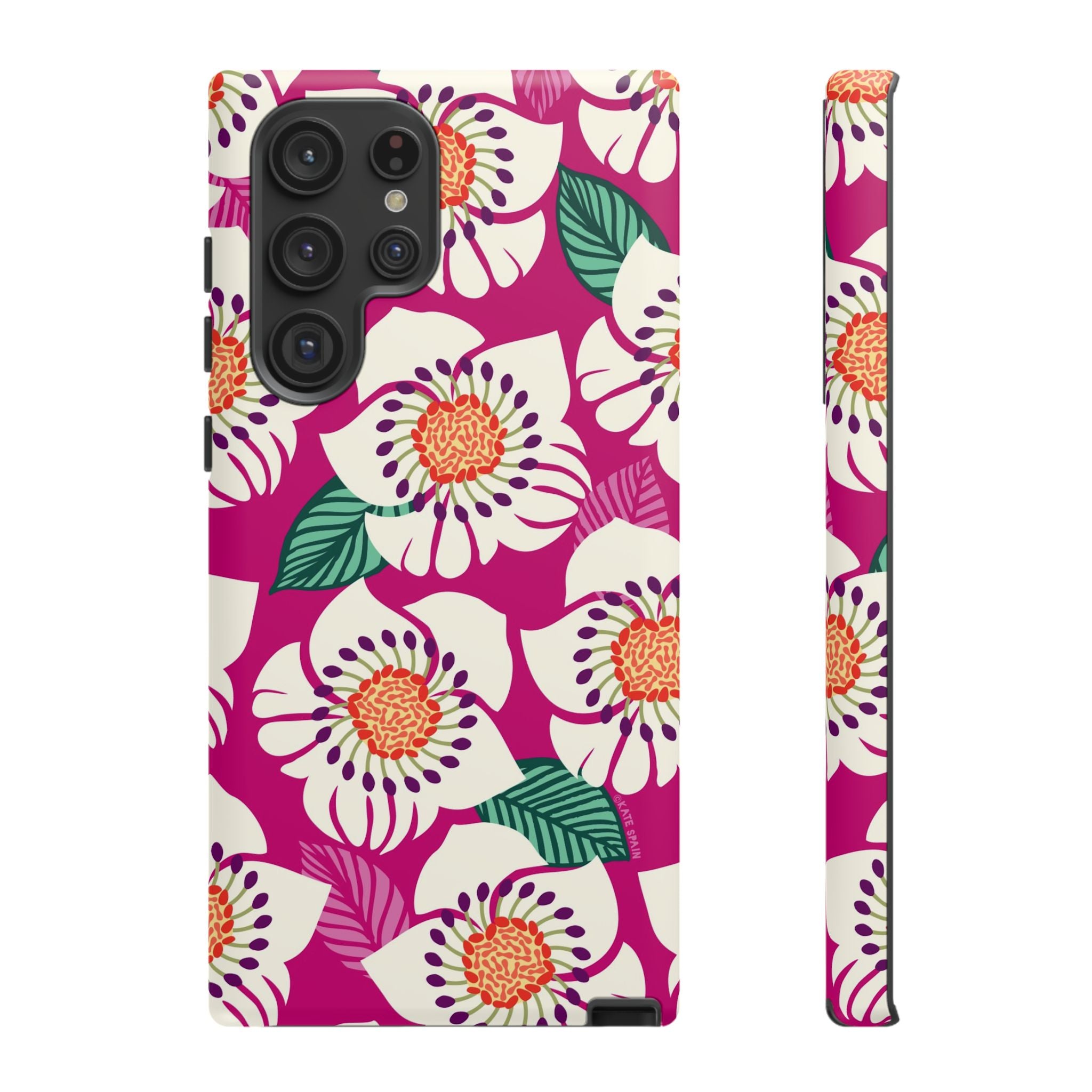 Artistic Panache Samsung Galaxy S22 Ultra Case – Matte | berry, cream white, peach anemone floral print