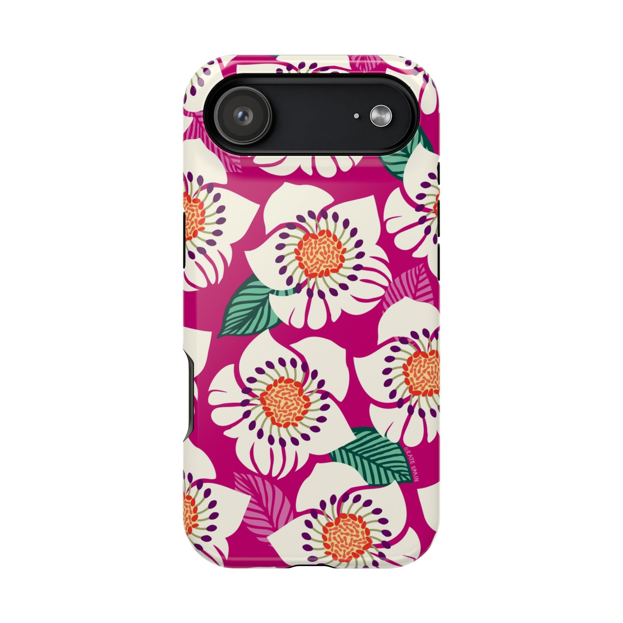 Panache Rose MagSafe iPhone 17 Air Case – Glossy | berry, cream white, peach anemone floral print