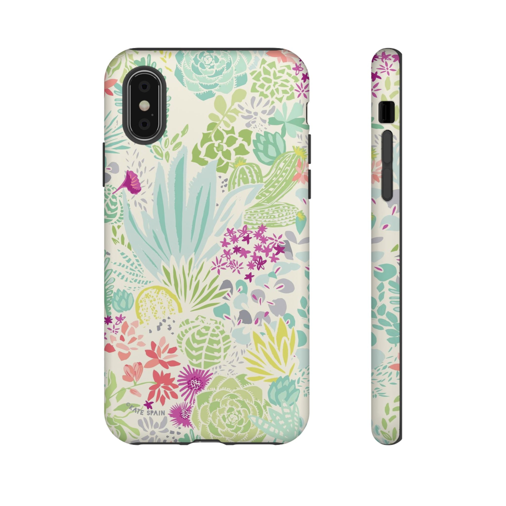 Canyon Tough iPhone X Case – Matte | cream, sage, aqua, mauve, fuschia botanical succulent print