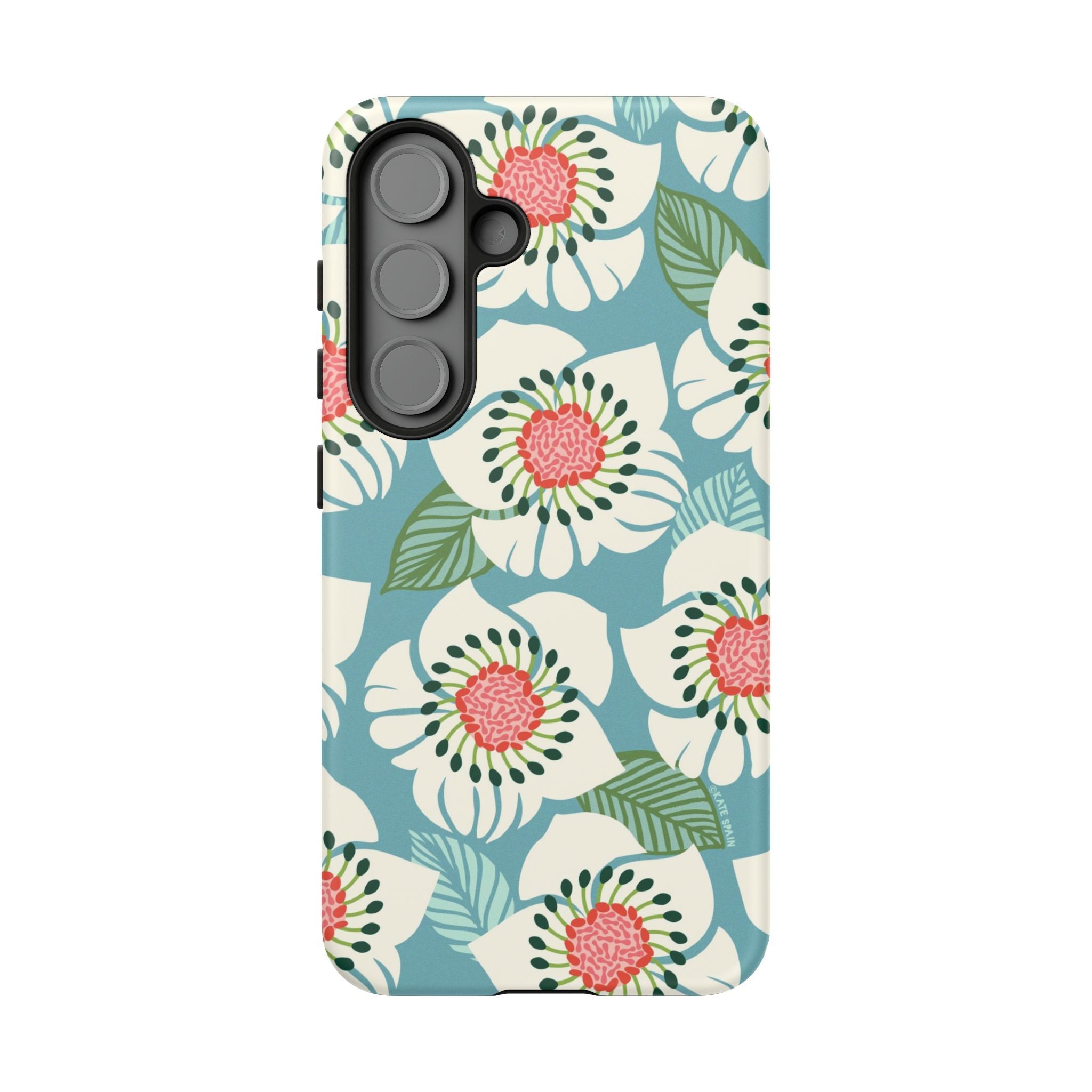 Artistic Panache Samsung Galaxy S25 Case – Matte | sky blue, pale cream, pink anemone floral print